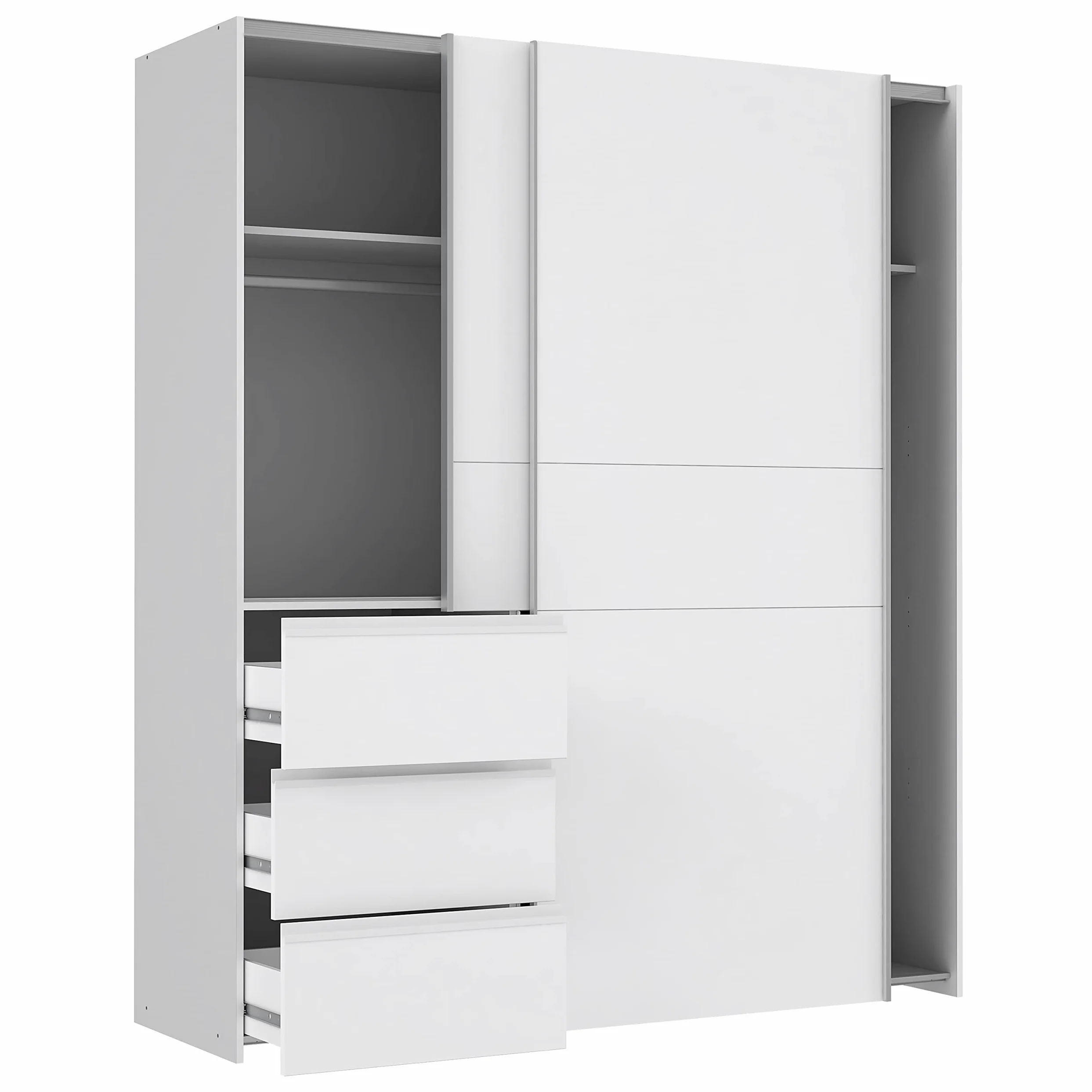 AVANTI TRENDSTORE Fjolla - Armadio in legno laminato con ante scorrevoli, all'interno ripiani e appendiabiti. Disponibile in bianco. Dimensioni LAP 170,3x200,5x61,2 cm