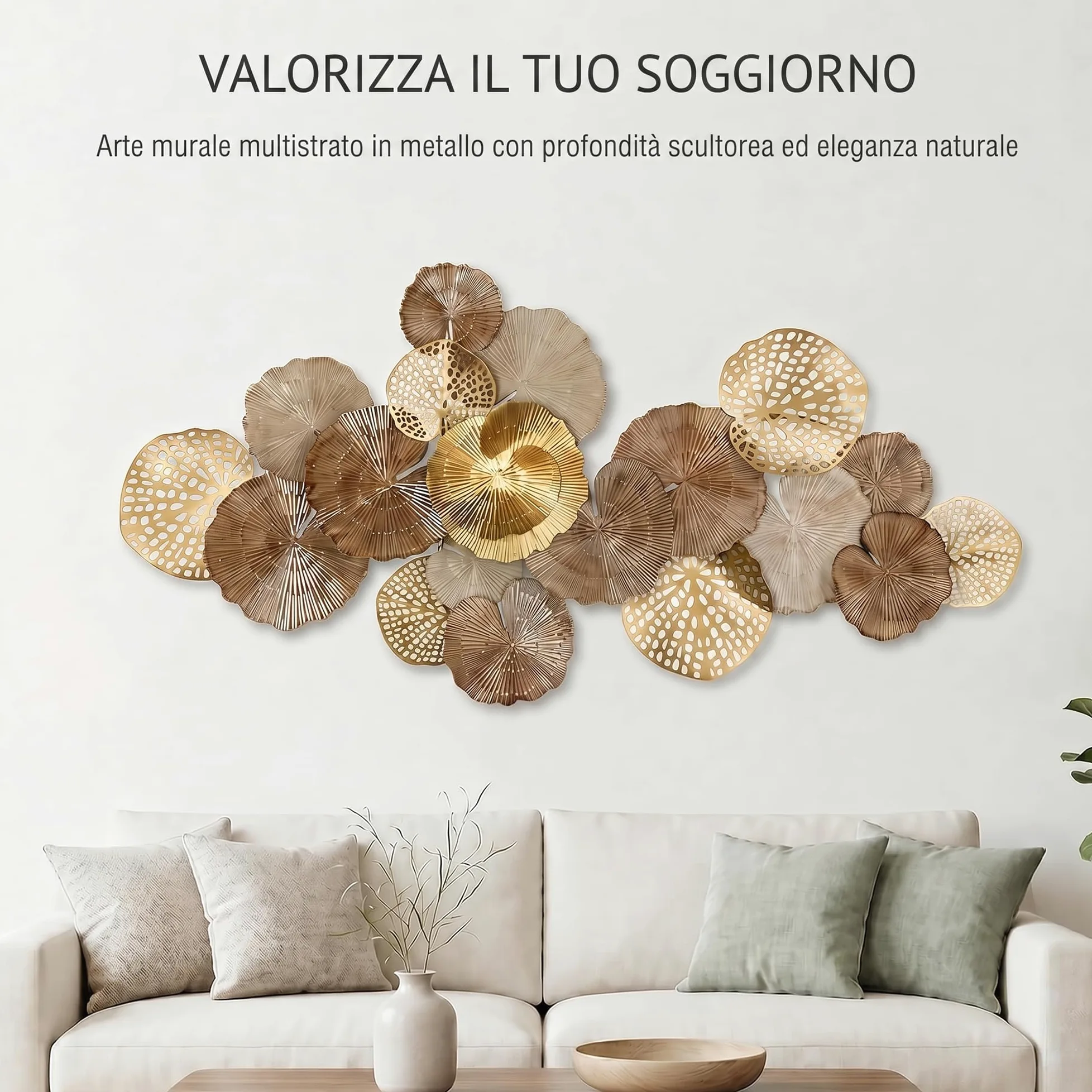 Blissio Grande Decorazioni Parete, Design di Foglie di Loto 3D Decorazioni di Metallo Parete, Decorazioni Parete Metallo, Perfetto Decorazioni Casa, per Soggiorno, Camera da Letto
