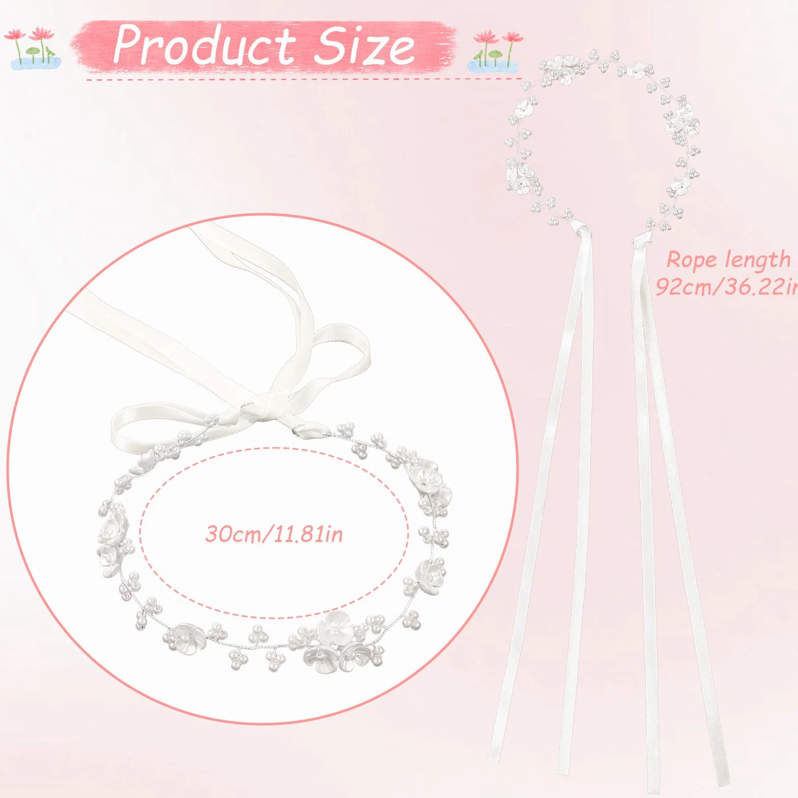 Accessorio per capelli da sposa con perle e fiori, bianco
