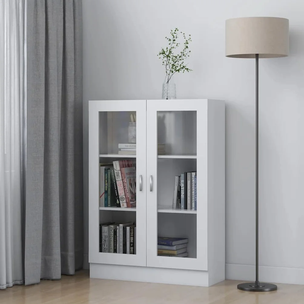 vidaXL Armadietto con Vetrina Bianco 82,5x30,5x115cm Legno Multistrato