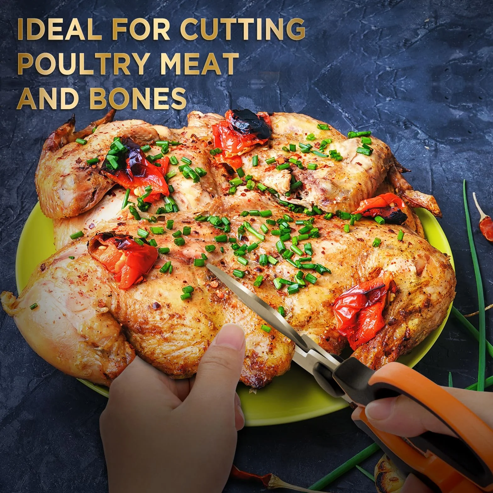 Vitalismo Forbici da Cucina Professionali Multiuso - Forbici Cucina Acciaio Inox Forti con Apribottiglie Lama Affilata Coprilama Manico Antiscivolo per Carne Pollo Pollame Pizza Griglia Osso Noci