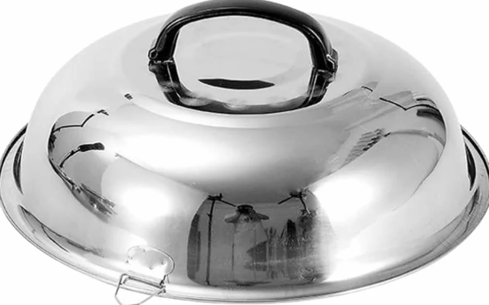 Coperchio universale in acciaio inox rotondo a cupola in ghisa, coperchio di ricambio per padelle, padelle e padelle in ghisa, 48 cm