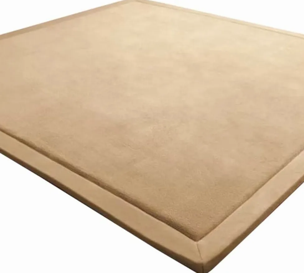 Tappeto di Velluto Corallo Ispessimento per Bambini, Coperta Strisciante Morbida, Tatami Antiscivolo (Marrone Chiaro, 200 * 220CM)
