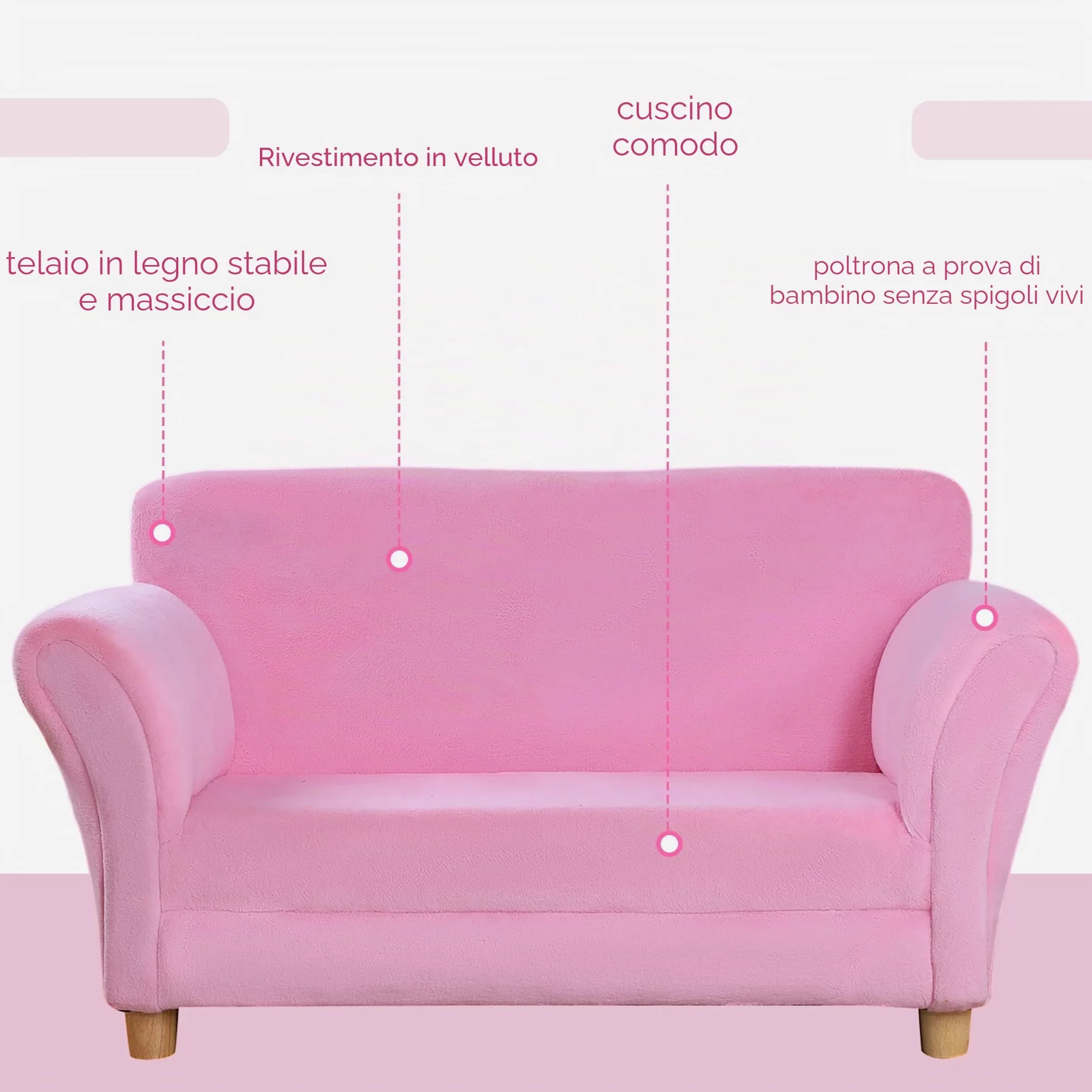 HOMCOM – 55 – 0014 bambini sedia/poltrona/divano/Bambini/doppio/singolo Soft NEU (fragola Sofa)