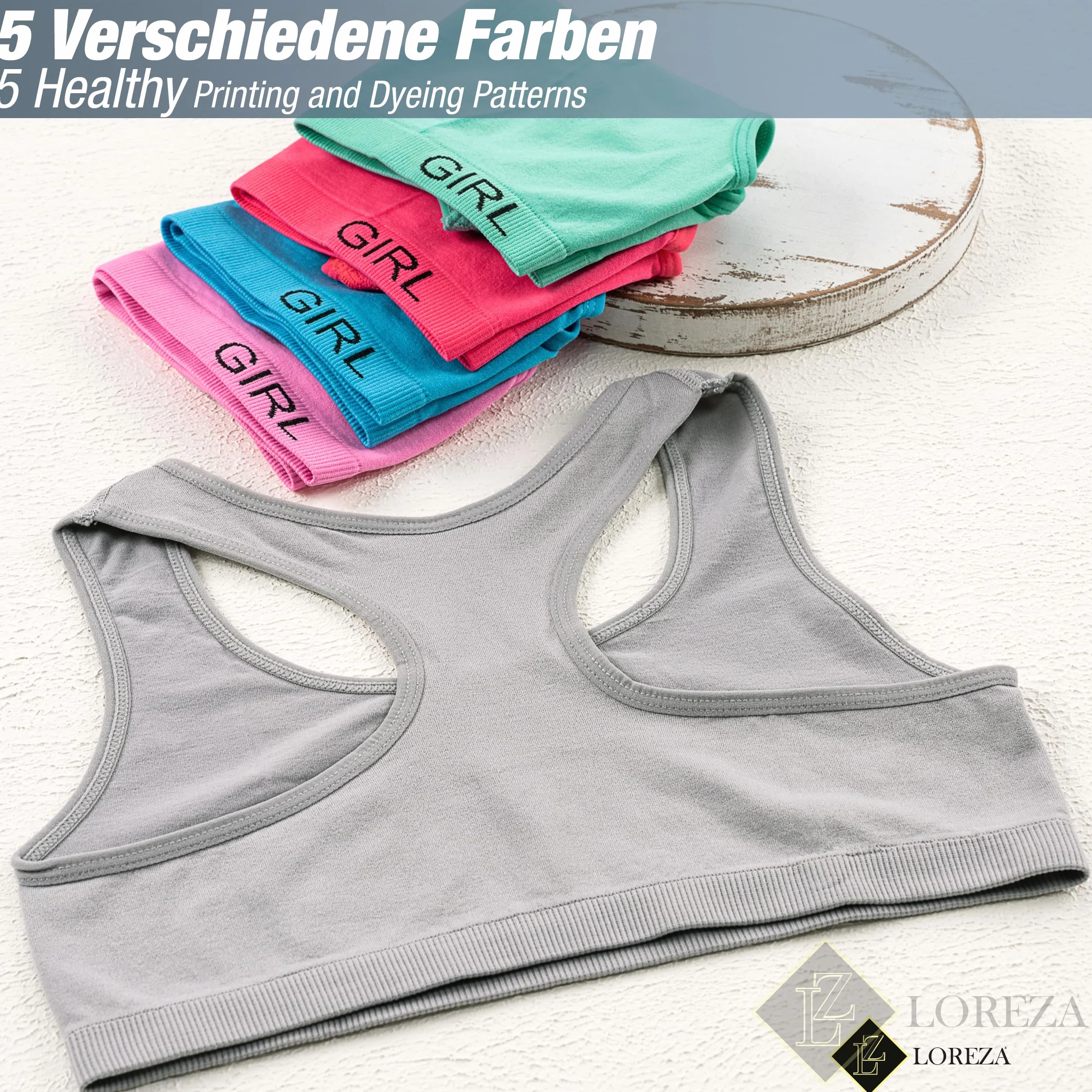 LOREZA 5 Bustier per Ragazze in Microfibra Reggiseno Sportivo Intimo con Schiena