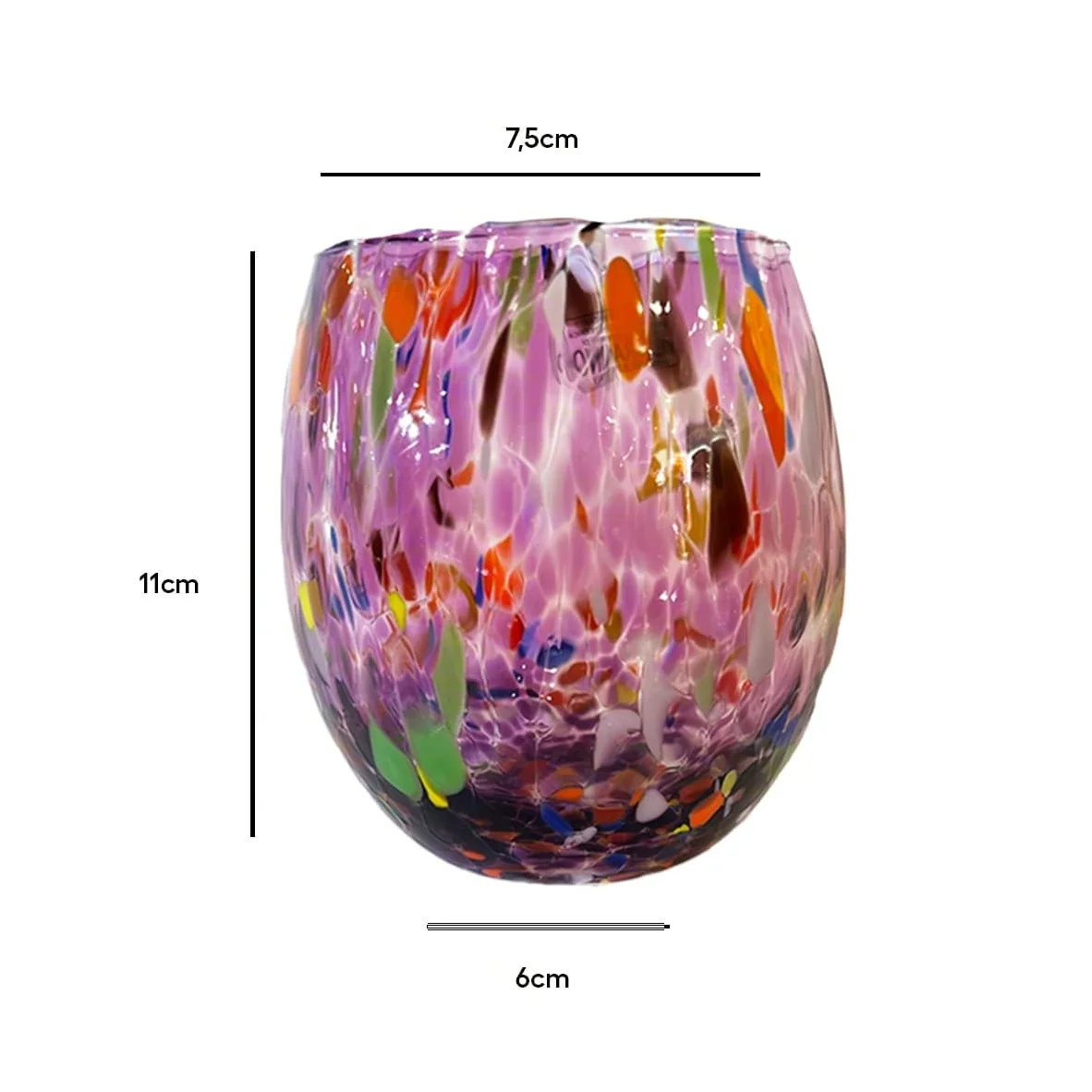 6 Bicchieri Vino Lavorati Secondo la Tradizione degli Artigiani di Murano, Bicchiere Soffiato e Lavorato a Mano 200 ml - Calici Vino Eleganti e Preziosi