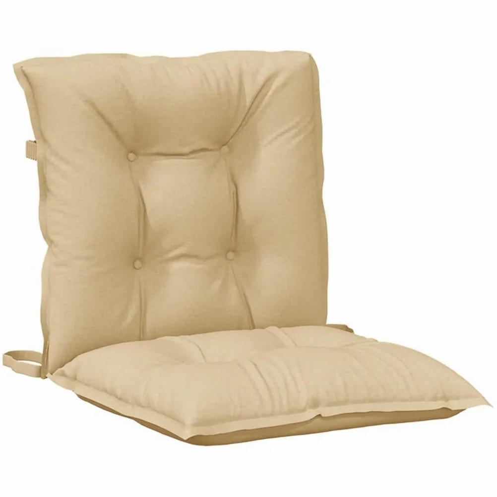 6 cuscini per sedia con schienale basso, beige, 100 x 50 x 7 cm, in tessuto, antiscivolo, con elastico e cordoncini, ergonomici per sedia da giardino, sala da pranzo e ufficio