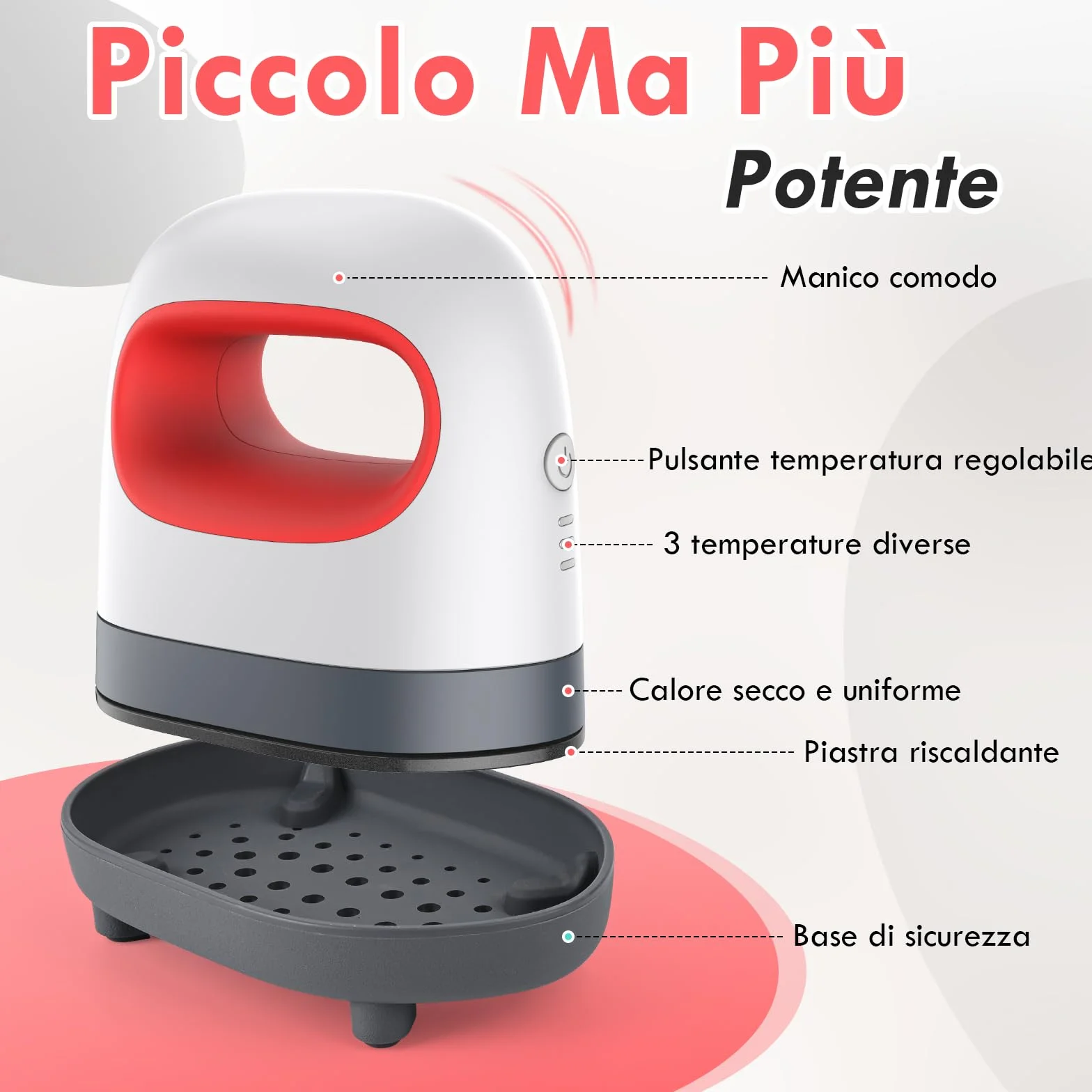 Comius Sharp Mini Pressa a Caldo, Pressa a Caldo Portatile con 3 Livelli di Temperatura, Macchina per Trasferimento Termico per Magliette, Vestiti, Borse, Cappelli (Rosso)