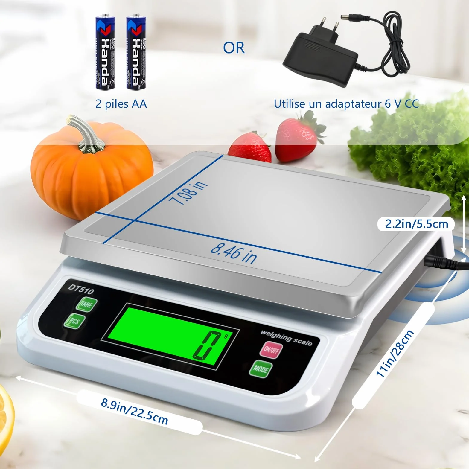 Bilancia da Cucina Professionale 40kg bilancia cucina ad Alta Precisione 1g Bilancia per Alimenti con Display LCD Bilancia Elettronica Funzione Tara Conteggio PCS e 6 Unità