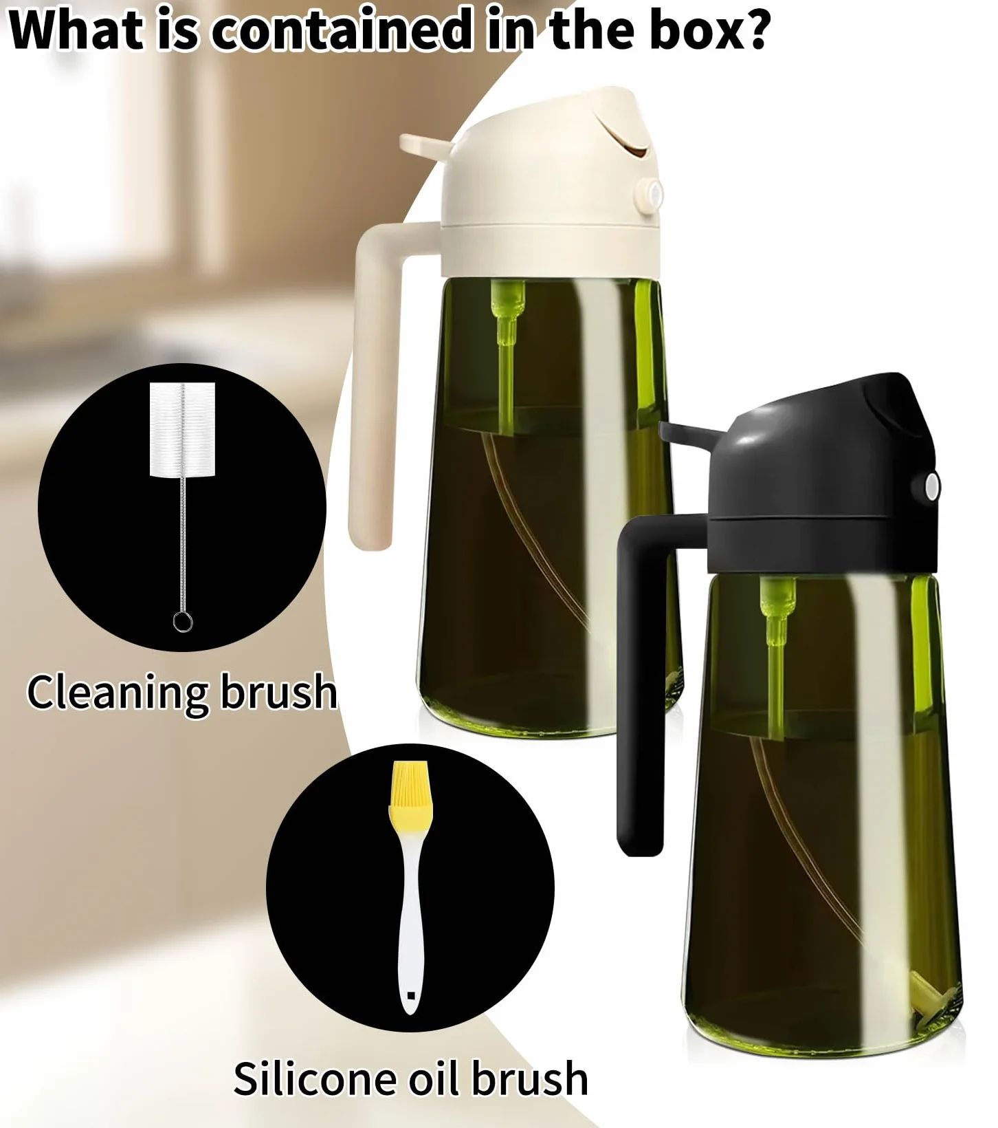 Spruzzatore Olio 2 in 1 da 470ml in Vetro per Cucina, Oliera Spray Dosatore per Olio d’Oliva