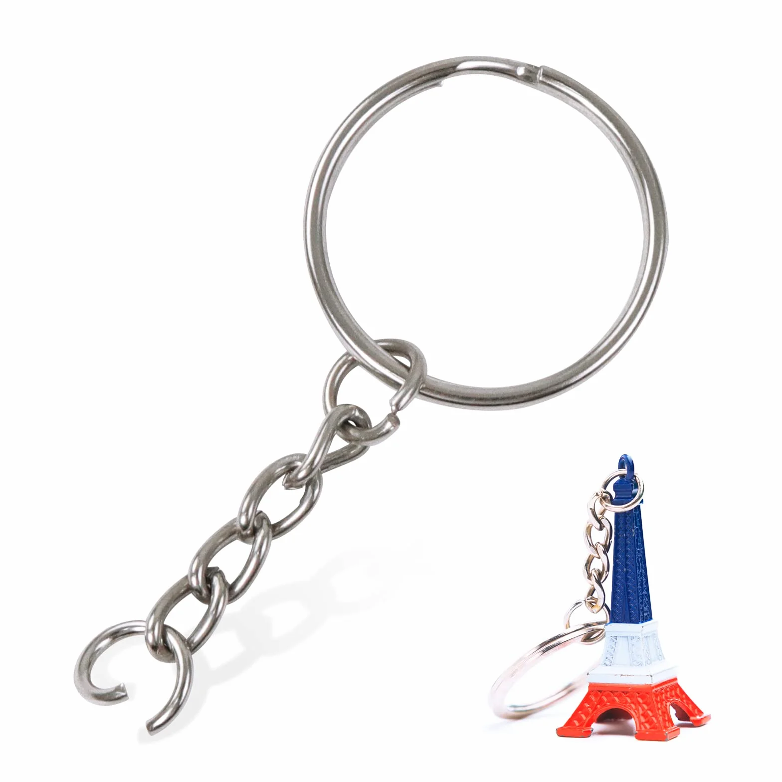 Redamancy 60 Pezzi Anelli Portachiavi, 30 Pezzi Portachiavi con Catenella e 30 Pezzi Anelli Aperti di Salto Connettori, Portachiavi da 25 mm, con Catenella Split, fai da te, Keychain