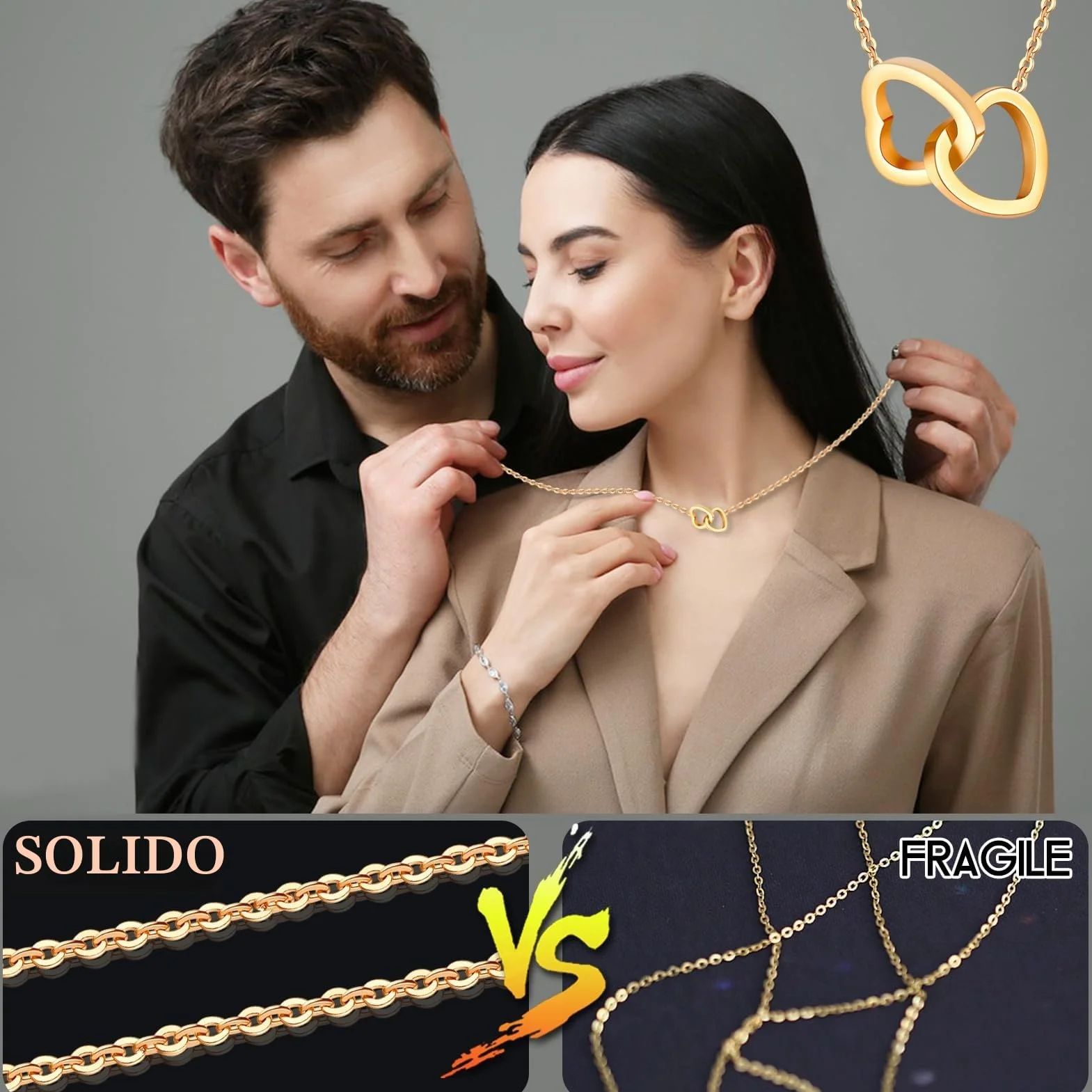 Orso di Rosa Eterna con Collana a Cuore, Orsetto Stabilizzato, Regalo San Valentino per Donna