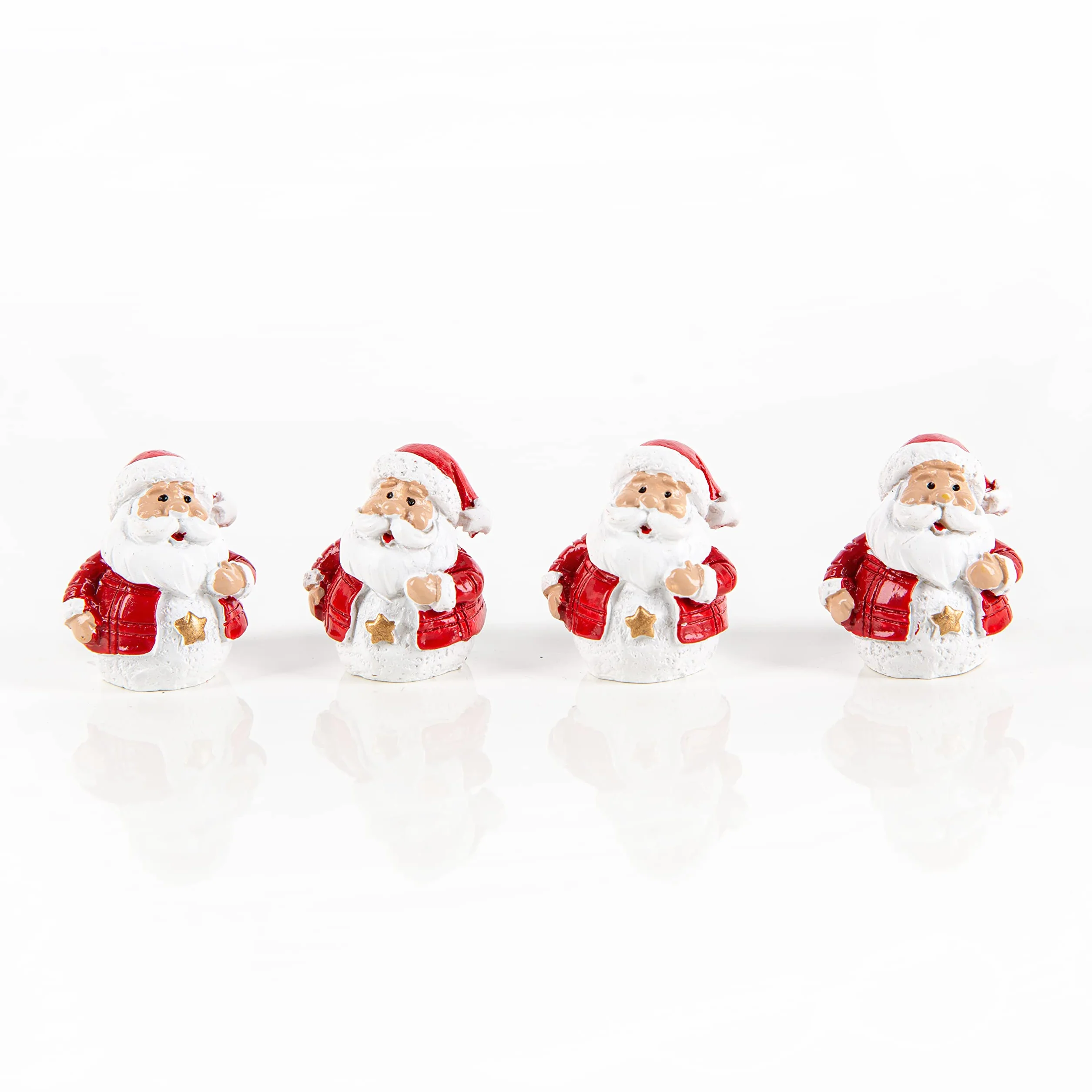 Logbuch-Verlag Mini personaggi di Babbo Natale 3 cm – 12 pezzi piccoli Babbo Natale rosso bianco con stella dorata – decorazione da tavolo e regalo di Natale