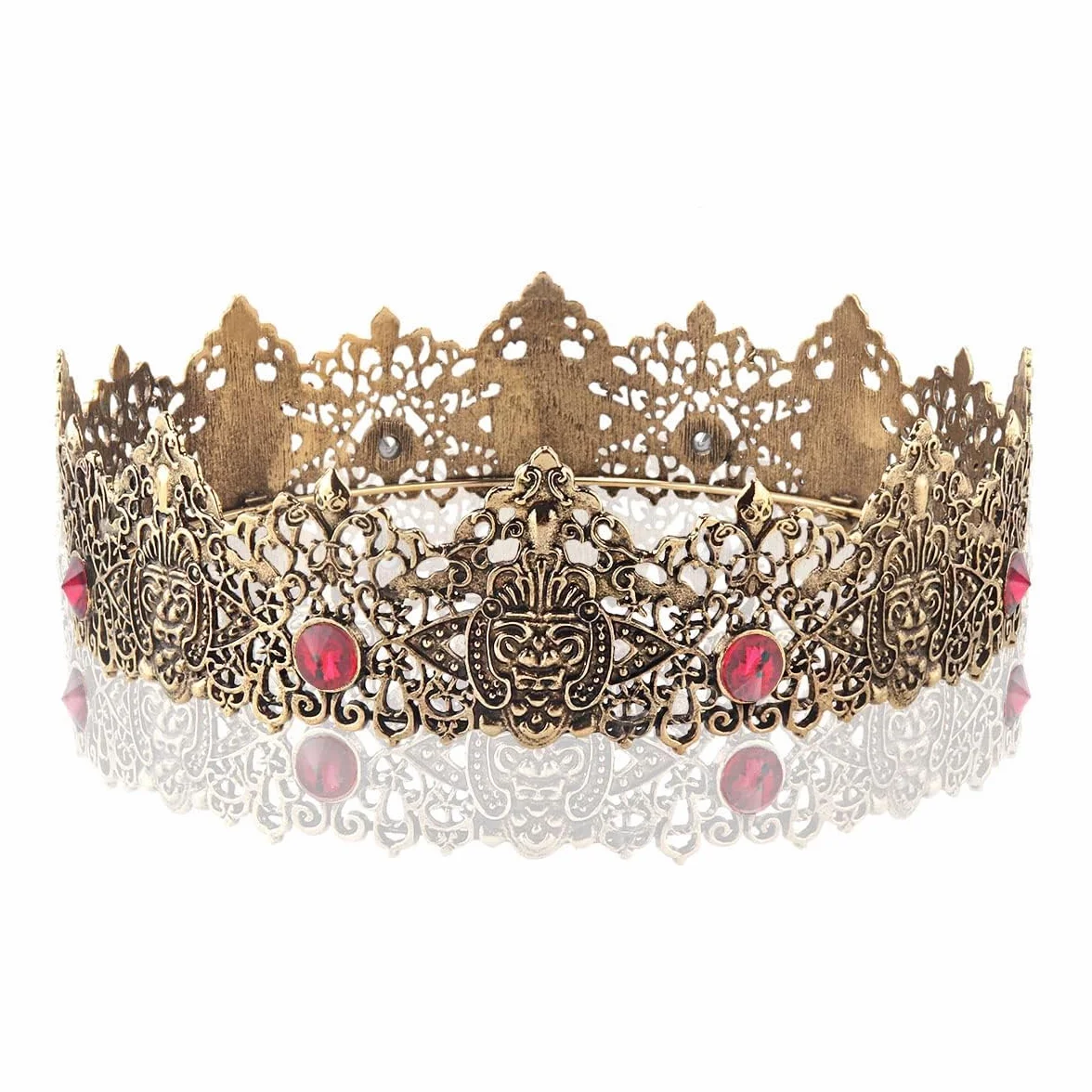 King Men Gold Tiara Corona Imperiale Medievale Cristallo Matrimonio Halloween