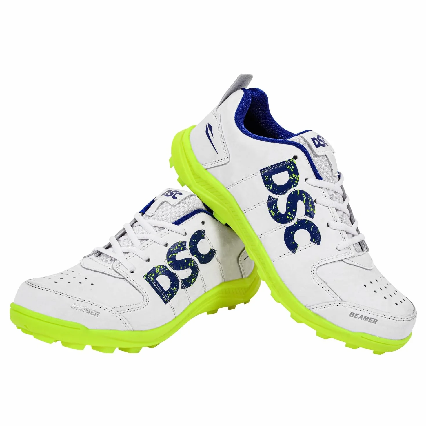 DSC Men's Beamer Cricket ShoesDSC Beamer Cricket Shoes Size 8 UK (Fluro Yellow-White), Beamer-Fluro Yellow-White-8