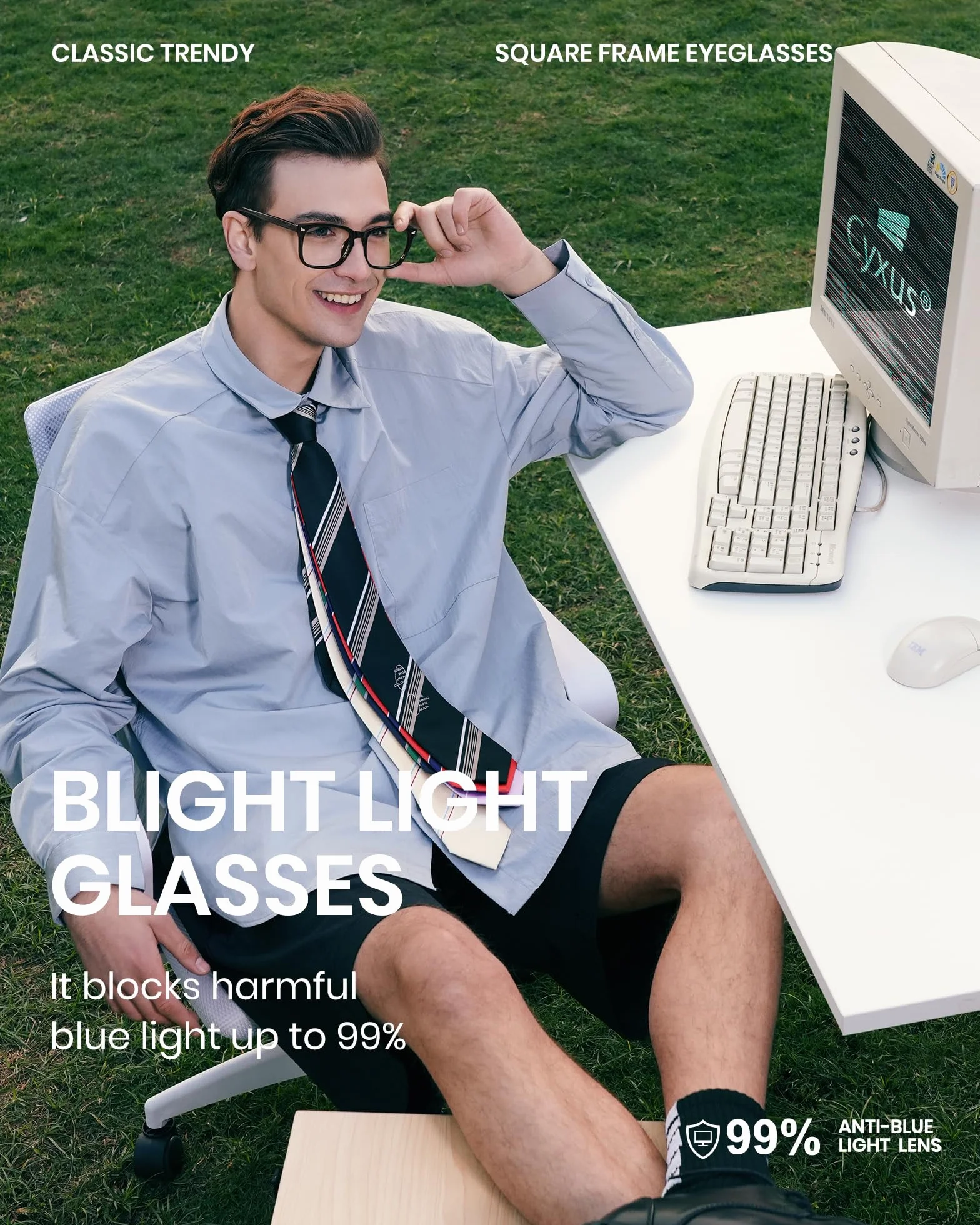 Cyxus Filtro luce blu occhiali senza montatura per gioco PC TV Tablet
