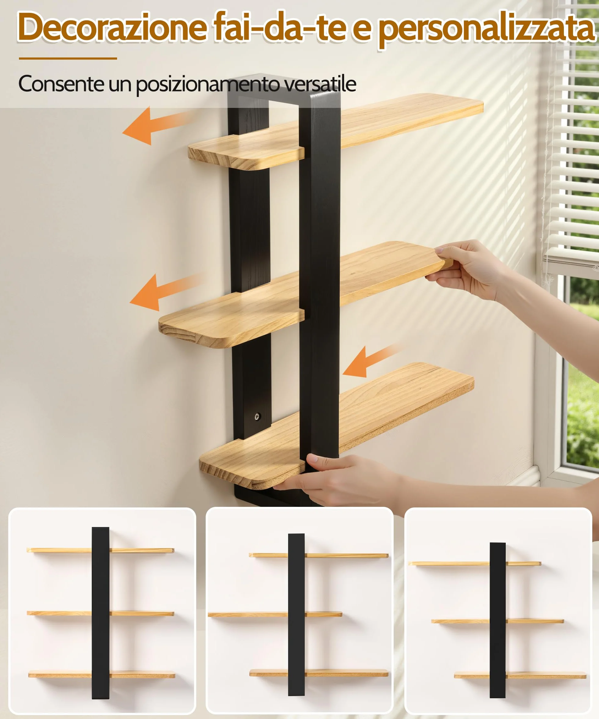 SUMGAR Mensole Sospese in Legno Massiccio 50x58cm per Soggiorno Camera da Letto