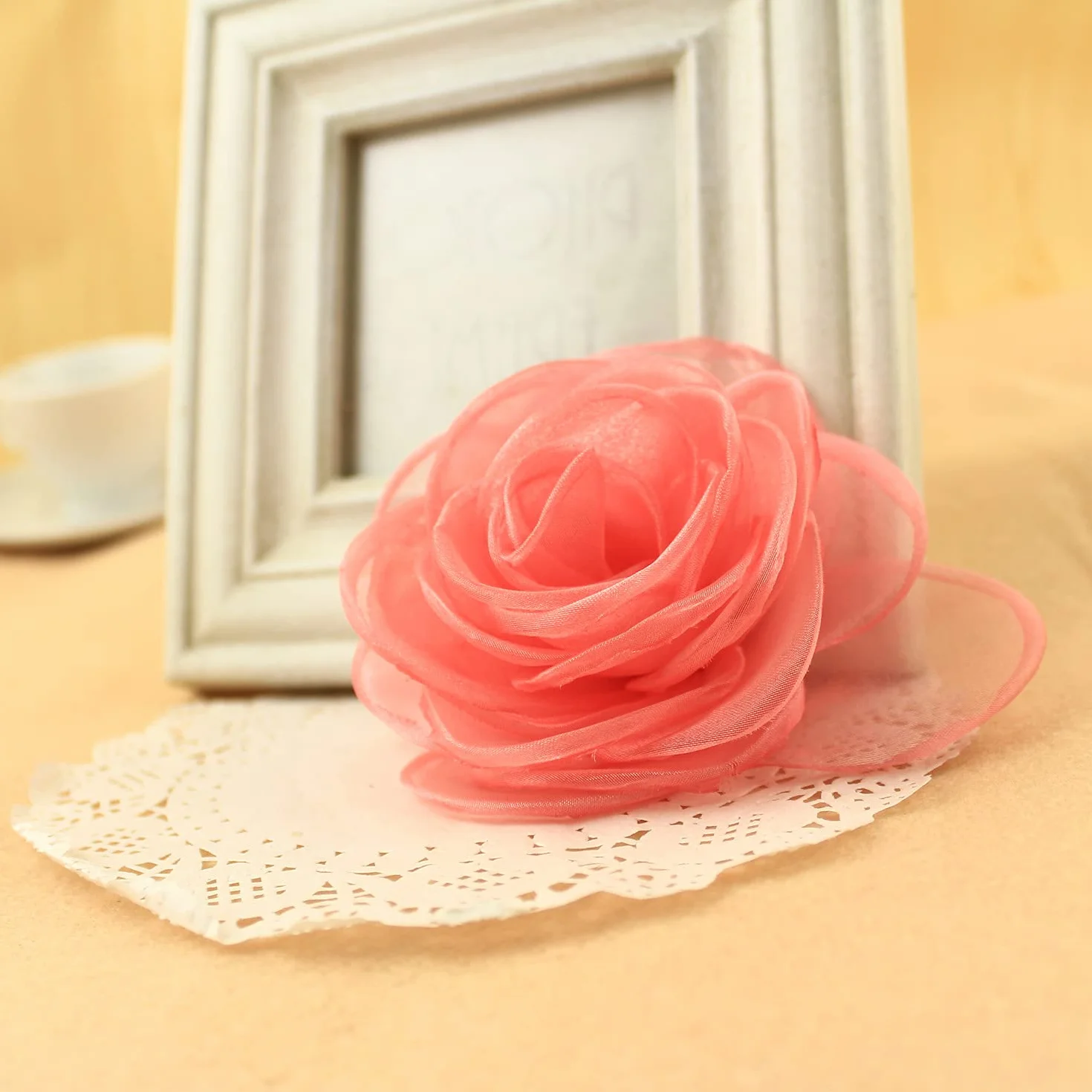 Mecool fermaglio per capelli da donna rosa seta base metal XOTW05C12