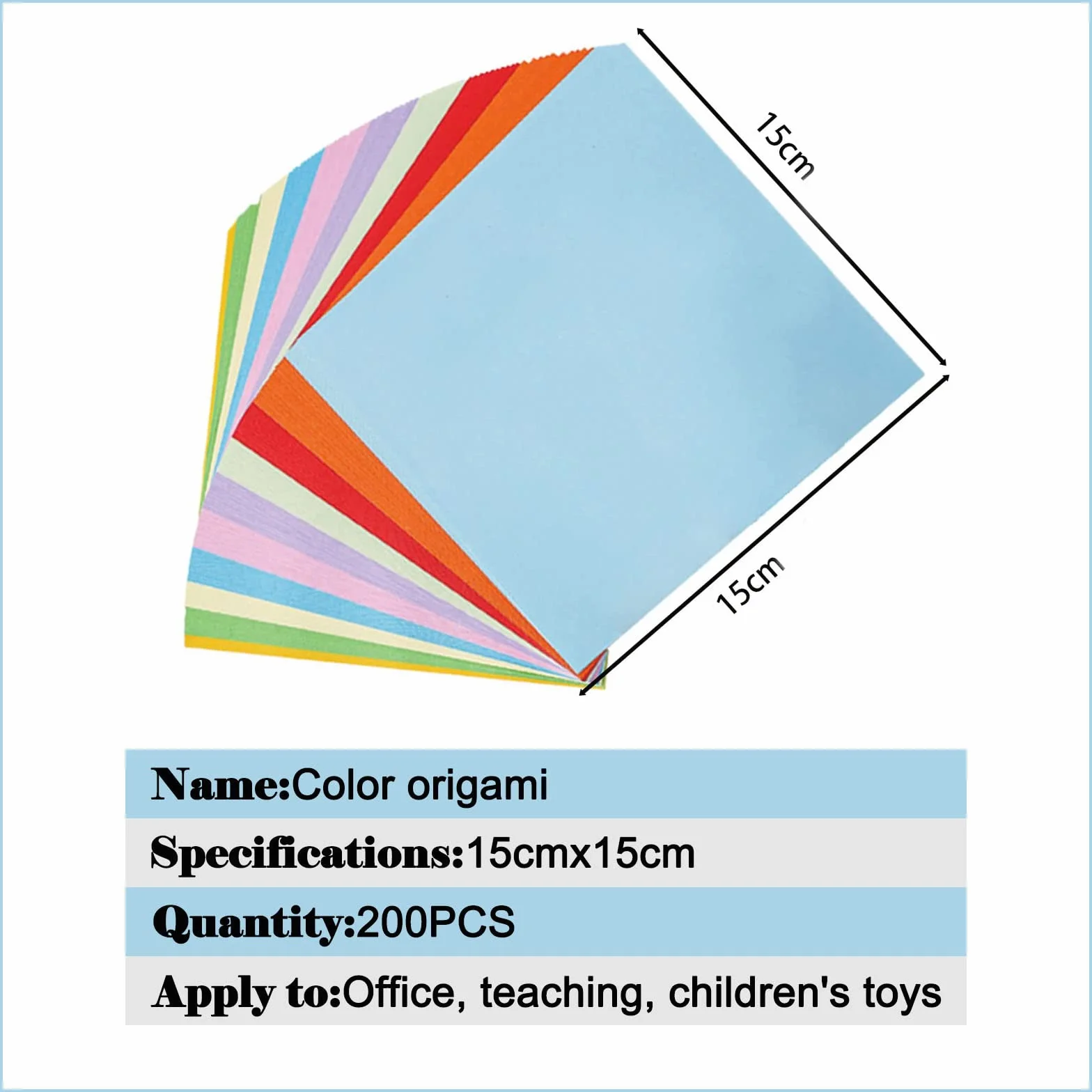 Carta Origami 200 Fogli 15x15 cm 20 Colori Fronte/Retro Kraft Colorata