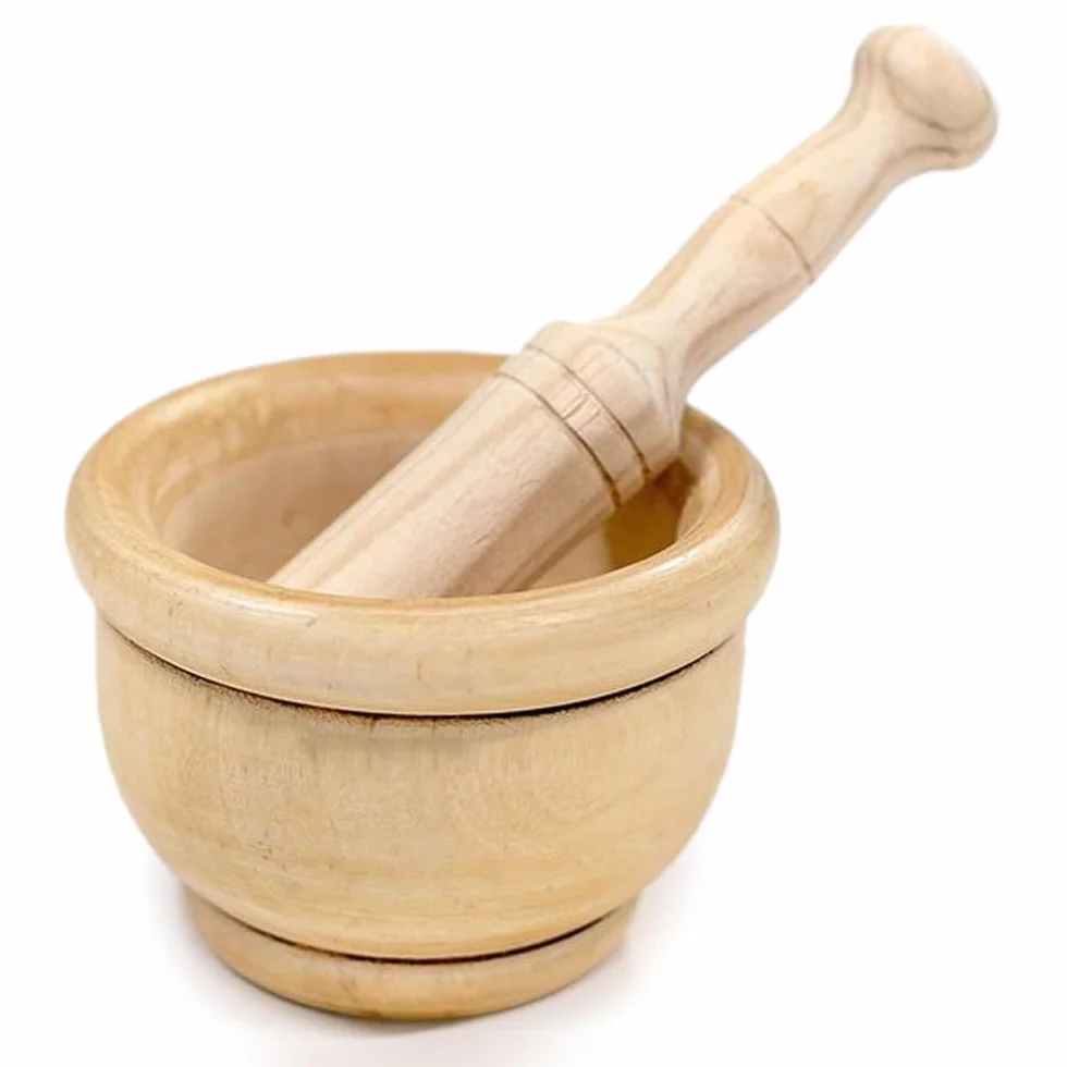 Mortaio con Pestello in Legno Ø 14 cm Design Rustico