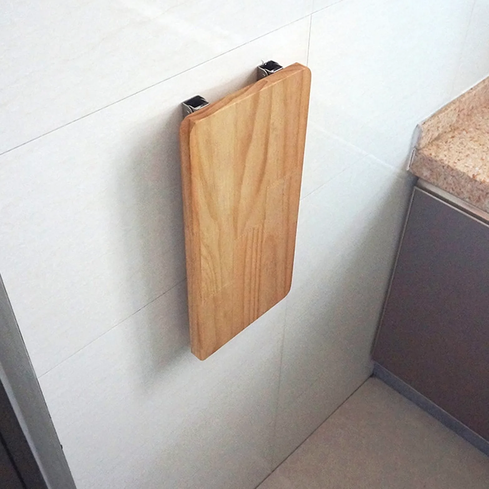 Tavolo da muro pieghevole per soggiorno, legno massello e staffe in acciaio inox | Tavolini da parete Tavolo da lavoro Tavolo da pranzo Tavolo da pranzo Appeso Scrivania per computer, Design moderno