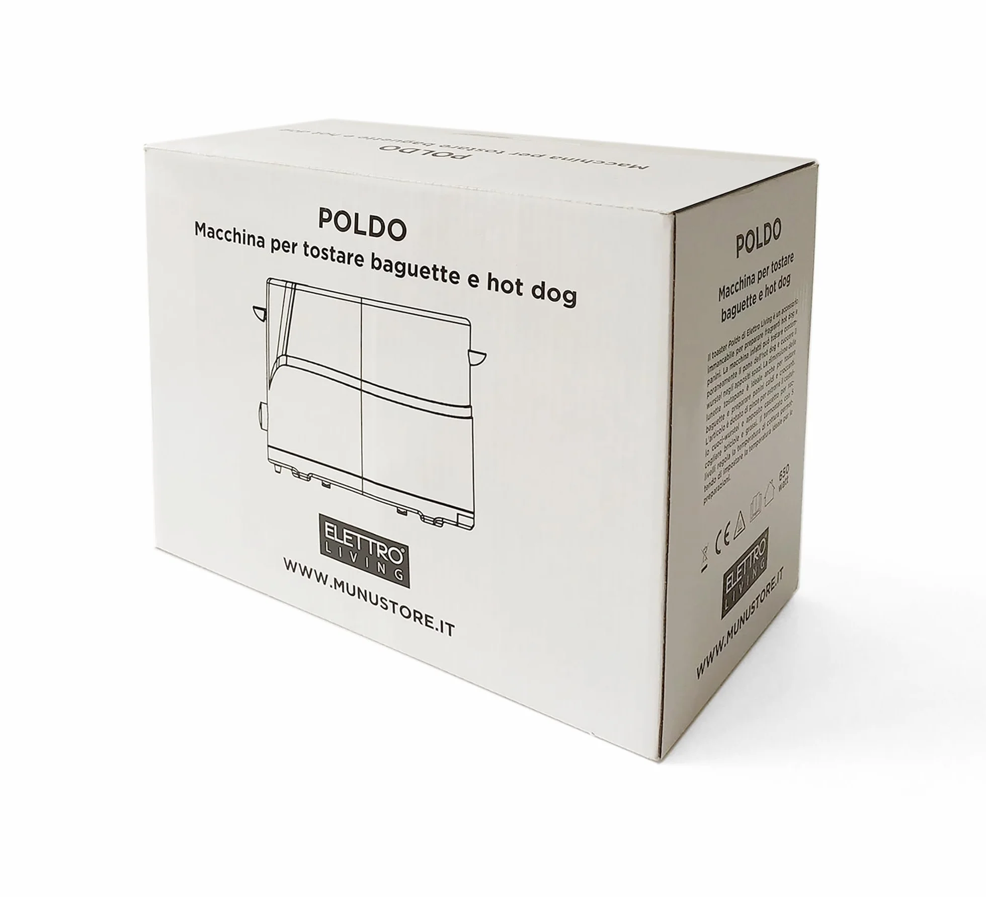 Poldo Elettroliving, Macchina per baguette e hot dog con Alloggio Wurstel e Pane, cassetto raccogli briciole e piedini antiscivolo, ideale per regali, feste e party