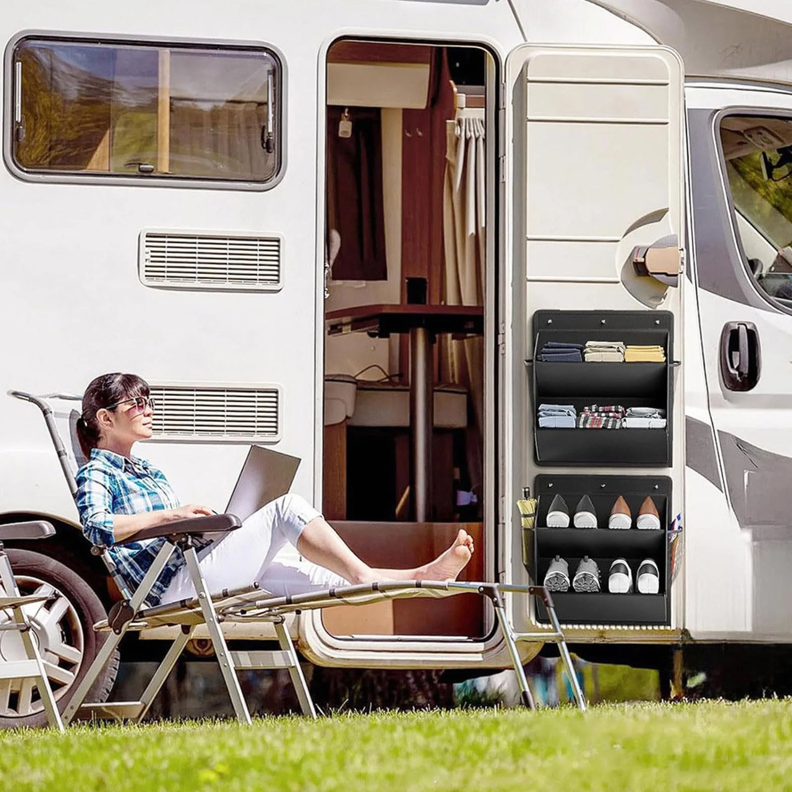 Scarpiera da parete per camper ABS con supporto adesivo design compatto organizzatore