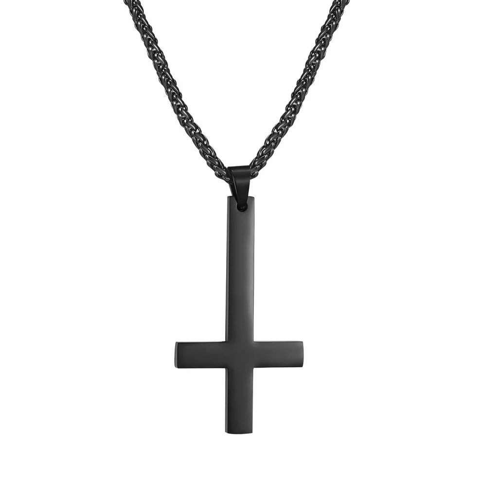 PROSTEEL Collana Pendente Croce Inversa Acciaio Inossidabile Placcato Oro 18K Catena Regolabile Hip Hop Punk Rock