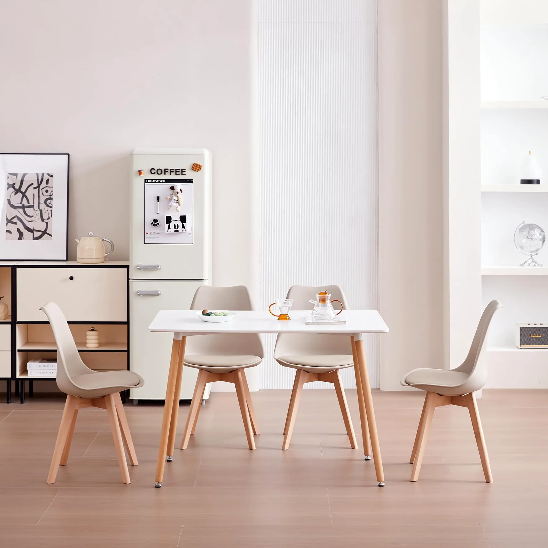Set di 6 Sedie da Pranzo Moderne, Sedie da Cucina con Cuscini Imbottiti e Gambe in Legno di Faggio, Adatte per Camera da Letto, Soggiorno, Sala da Pranzo, Cucina - Cachi