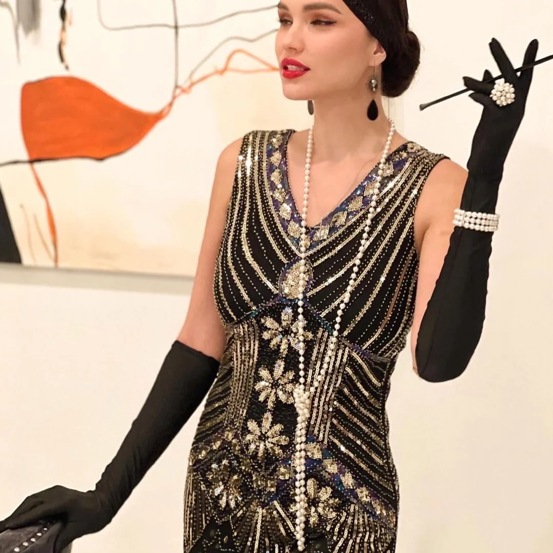 Collana di Perle Bianca 150cm con Bracciale, 1920s Costume Accessori Elegante Lunga Collana di Signore in Bianco
