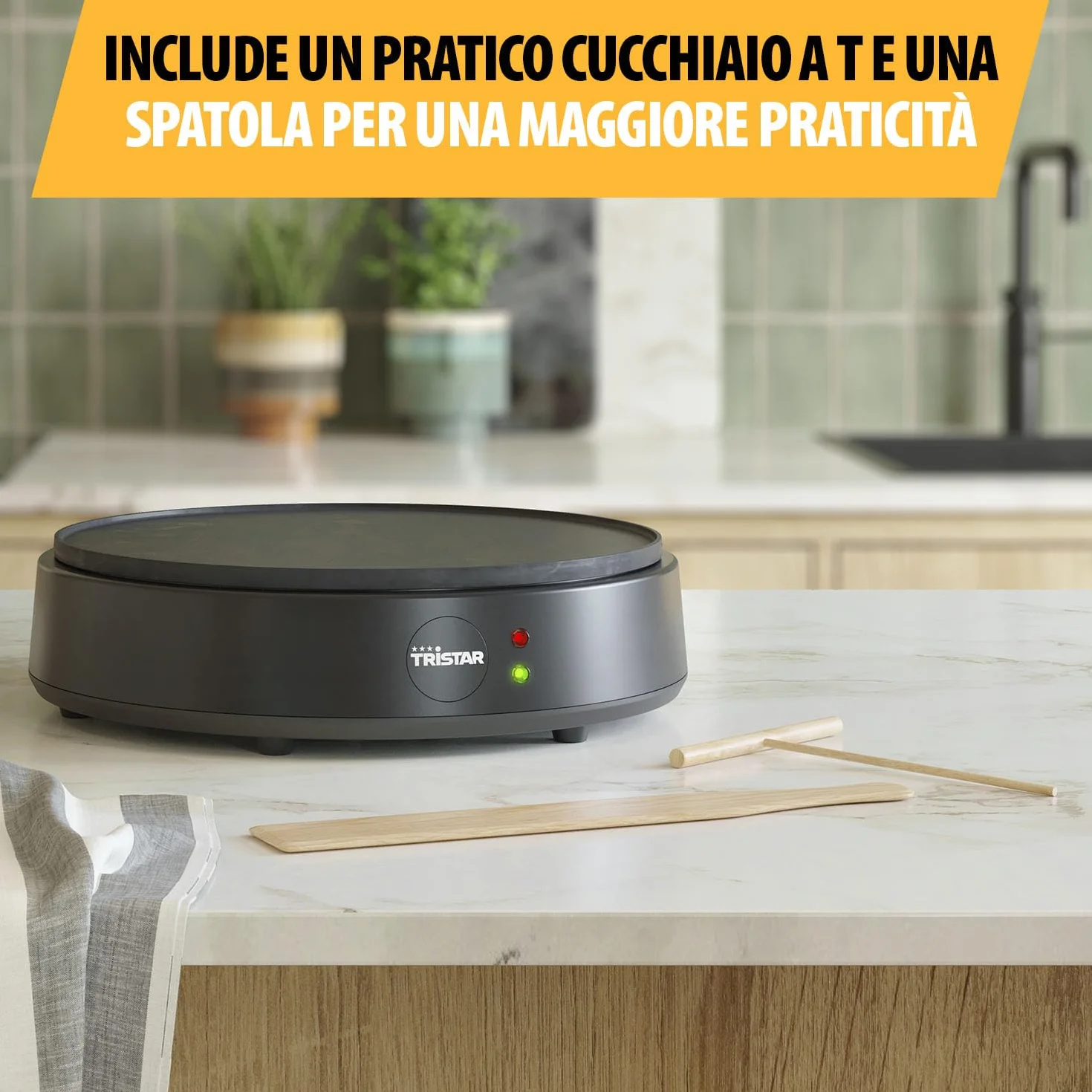 Tristar Crepiera 30 cm 1200 W 10 Livelli di Calore Antiaderente Senza BPA