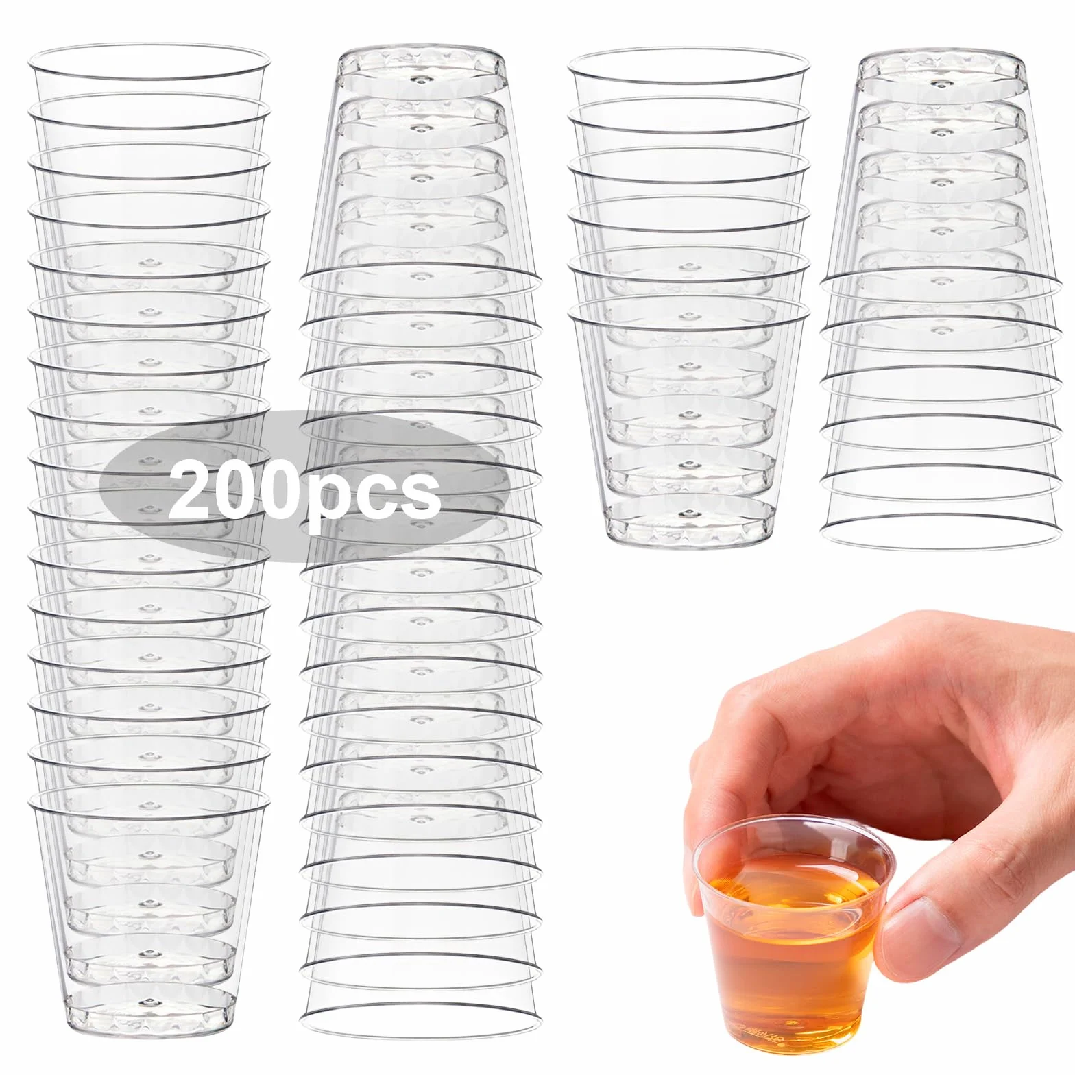 Sporgo 200 Bicchieri da Liquore in Plastica, 3 cl/30 ml, Trasparente