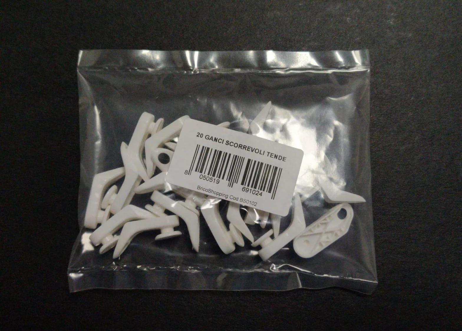 BricoShopping GANCI SCORREVOLI RINFORZATI do Tende Con Binario estensibile a Ricambio tenda in plastica Bianchi PEZZI 20