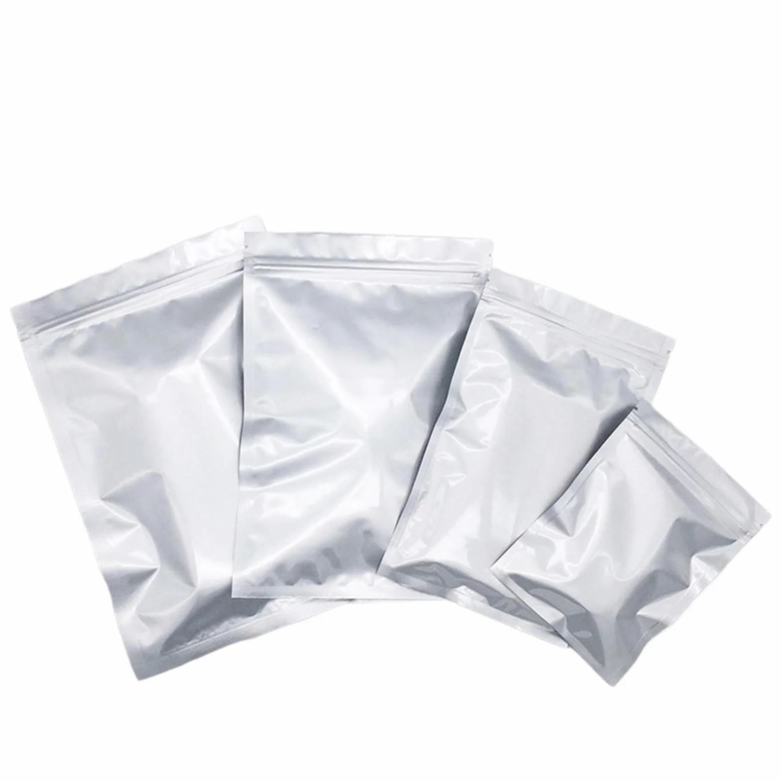 Sacchetti Ziplock, Buste con chiusura lampo in foglio di alluminio piatto spesso, argento, 50/100 pezzi, termosaldabili, dimensioni multiple(Silver 100pcs,20x30cm)