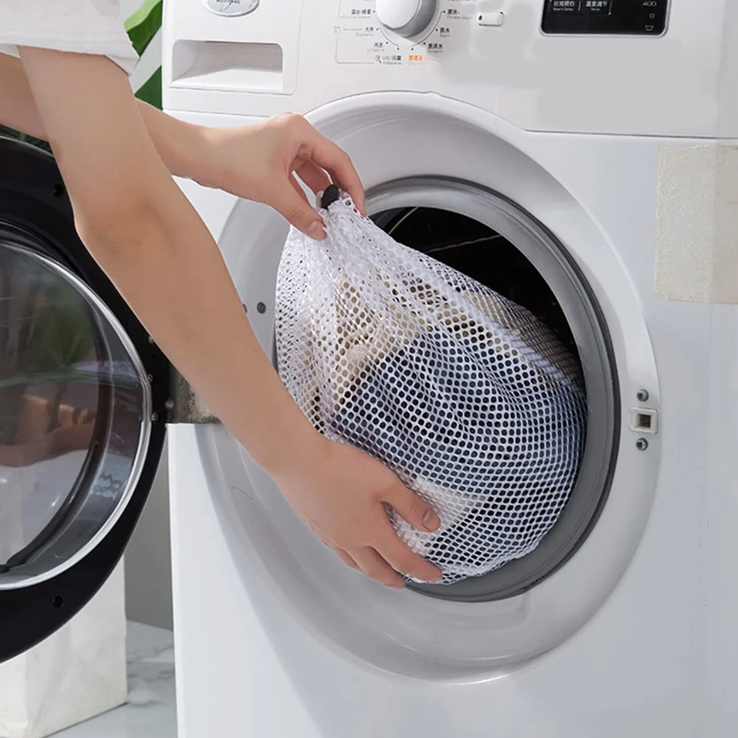 3 Pezzi Sacchetto Lavatrice, 3 Misure Sacchetti Lavatrice Riutilizzabile Biancheria Retina per Lavatrice con Coulisse, Rete Salvabucato per Camicetta Reggiseno Calzini