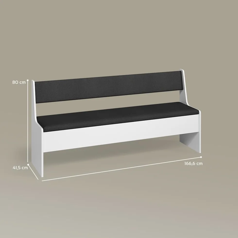 Livinity Panca ad angolo Tiberio, Bianco, 41.5 x 166.6 cm
