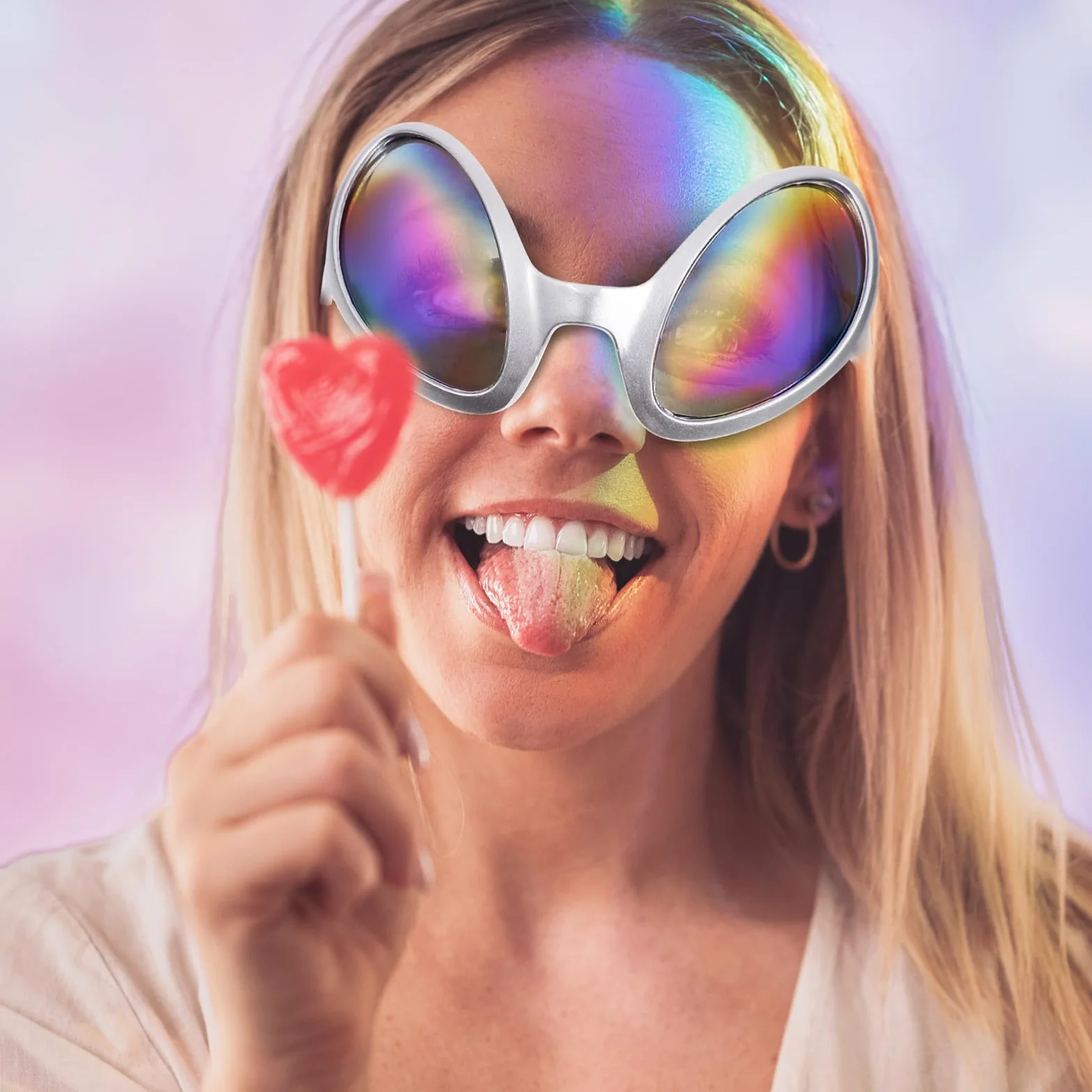 TEHAUX 4 Pezzi Occhiali da Sole Alieno Decorativi in Abs per Feste e Raduni di Amici, Accessori Divertenti e Photo Props per Teenager e Uomini