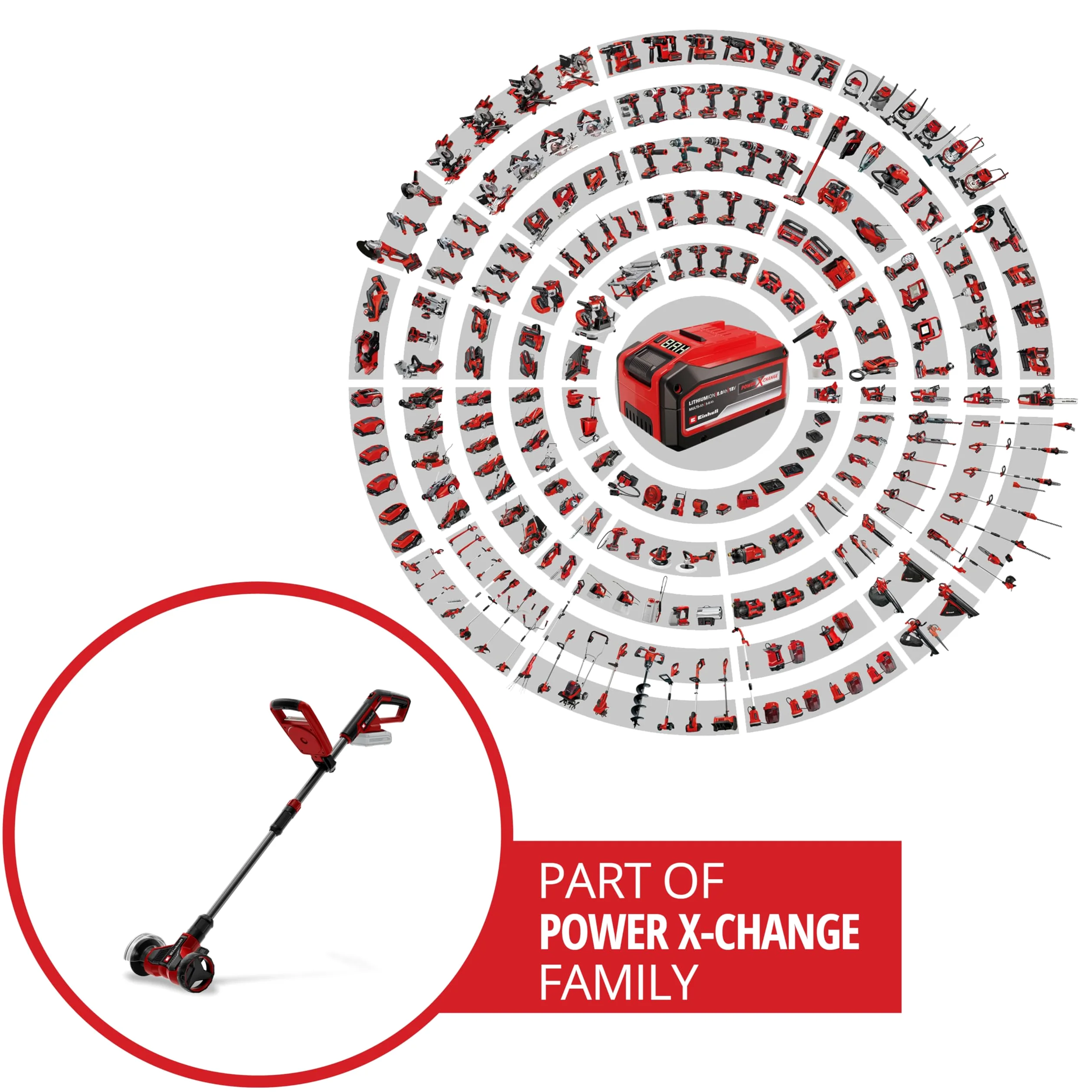 Pulitrice di fughe Einhell GE-CC 18/110 Li-Solo Power X-Change (18 V, manubrio telescopico, maniglia, ruota di guida regolabile, incl. 2 spazzole, batteria esclusa)