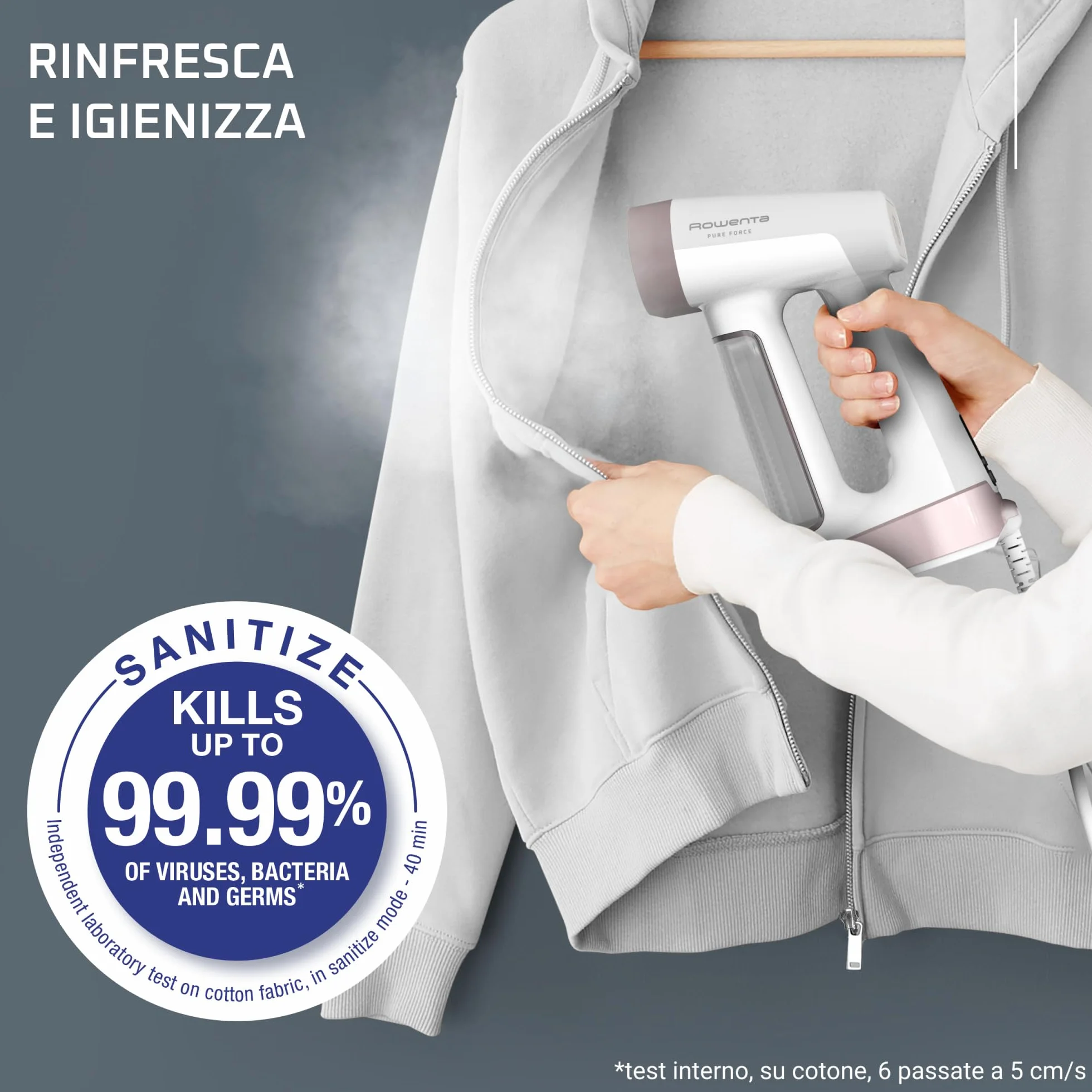 Rowenta Pure Force DR8720F0 Ferro da Stiro Verticale e Orizzontale 2-in-1 180ml 4 Modalità