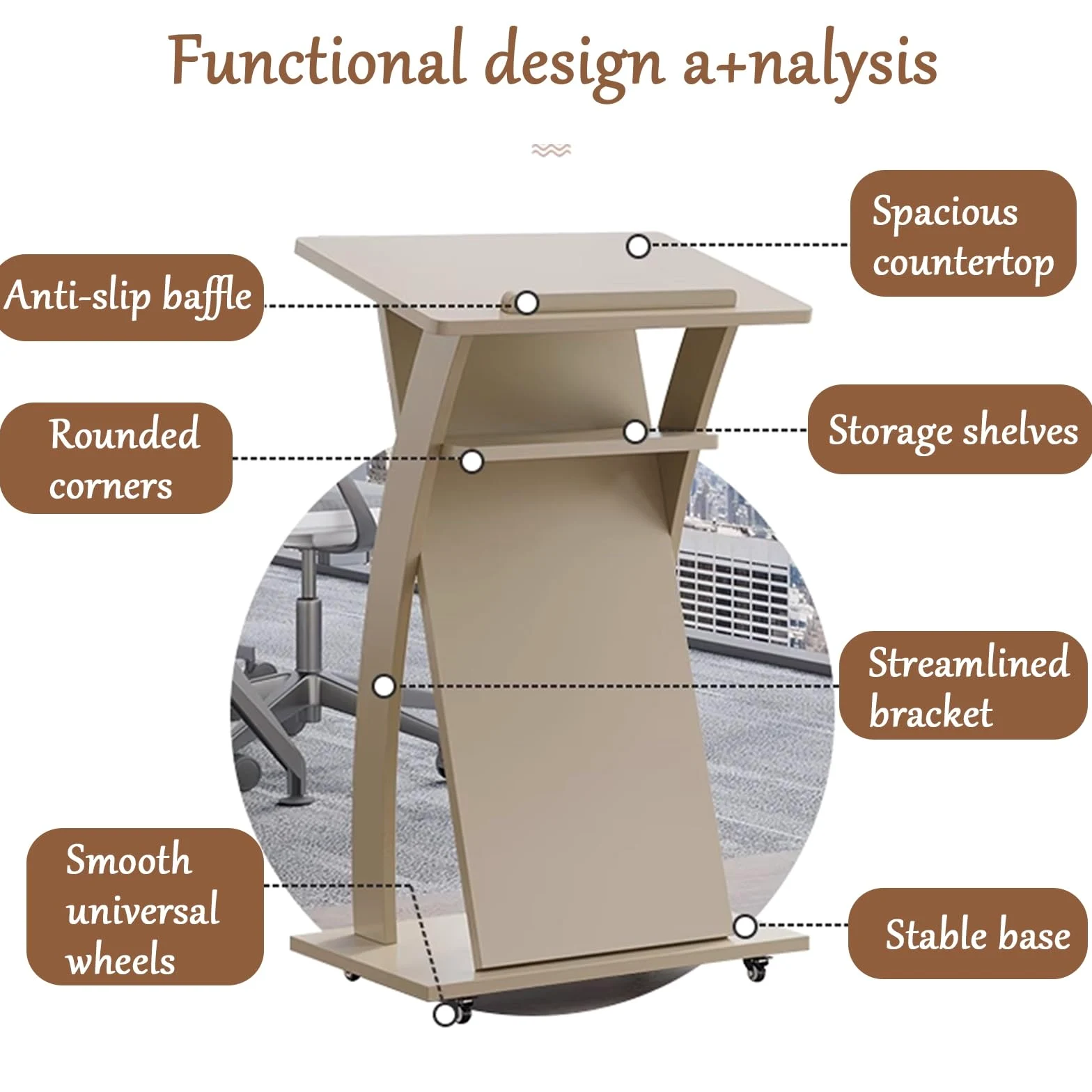 Pulpito versatile in legno per chiesa con ruote, podio per matrimoni, conferenze ed eventi, facile da riporre e trasportare