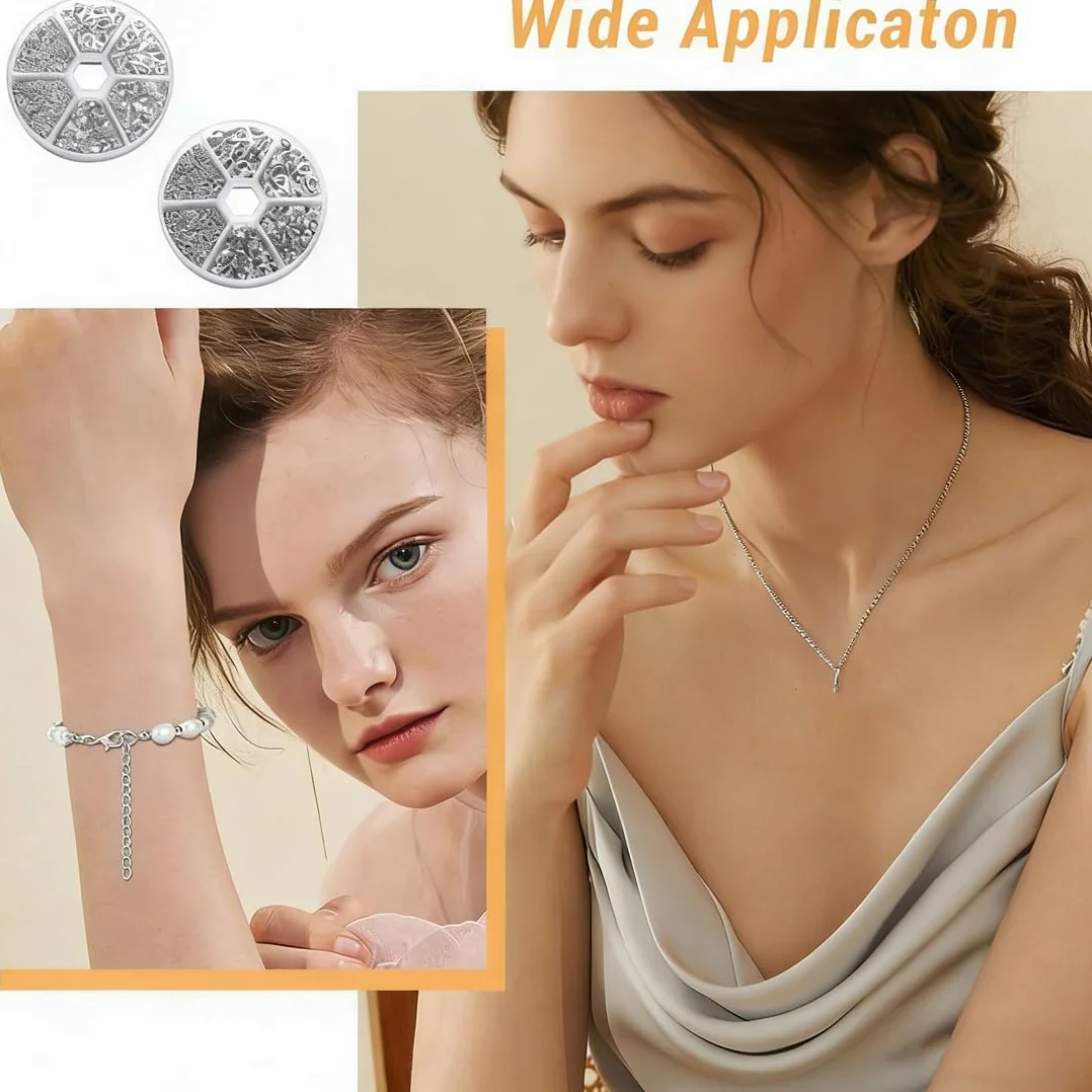 1140 pezzi chiusura a catena, Chiusure Gancetti per Braccialetti, gancetti per braccialetti, Ganci per Braccialetti fai da te, per collane, bracciali, cavigliere, gioielli fai da te, Argento