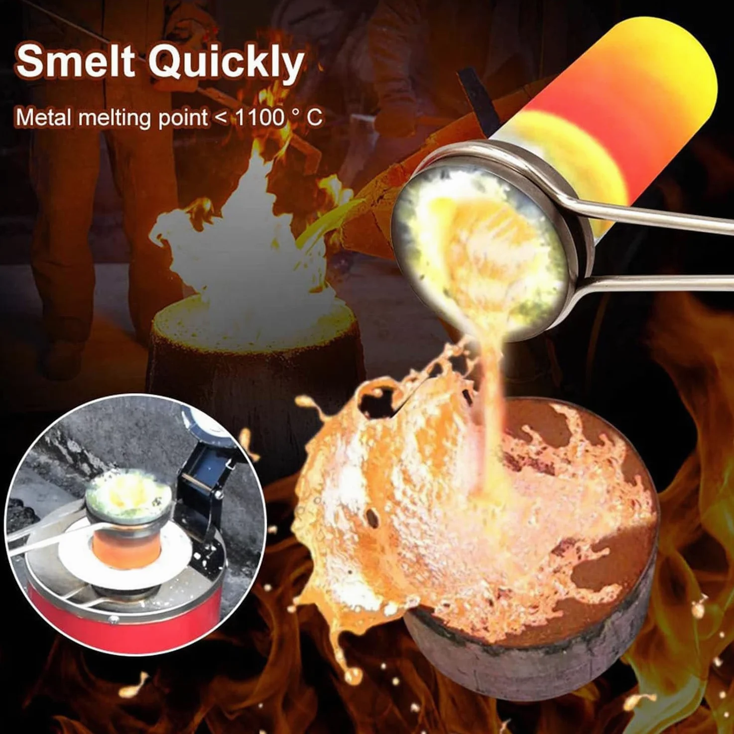 LINCYS Forno Fusione Metalli 1/2/3 kg di capacità, Forno Fusione Elettrico con Crogiolo di Grafite, Forno di Fusione Dell'oro Forno Fusione Elettrico Automatico per Metalli Preziosi,Black-1KG