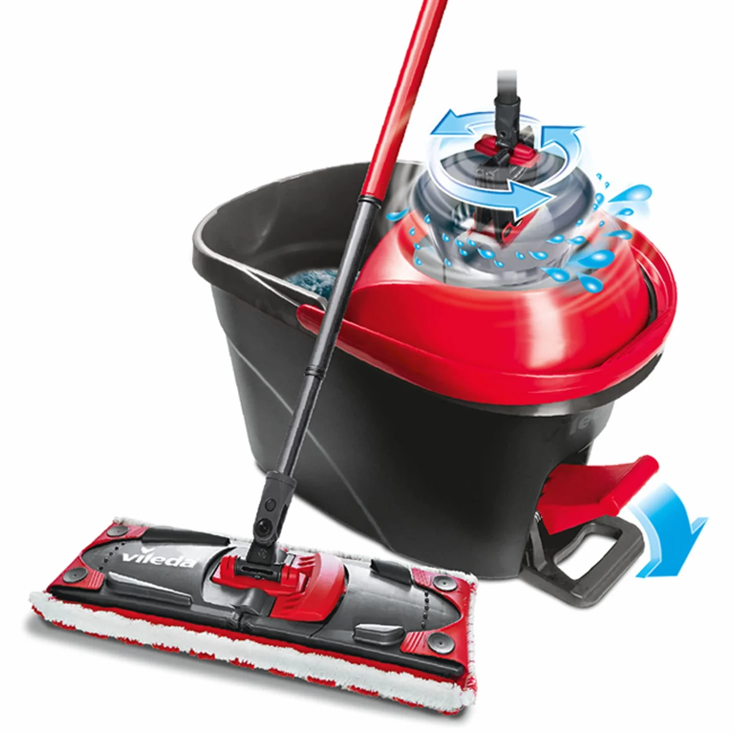 Vileda, Sistema lavapavimenti Ultramax Turbo, Adatto a tutti i pavimenti, Forza pulente della microfibre, Lavabile in lavatrice fino a 60 °C, Sistema lavapavimenti sostenibile, Vileda Love It Clean