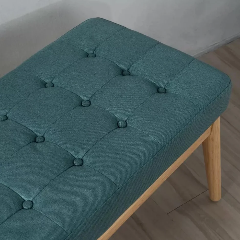 BAKAJI Panca Fondoletto in Tessuto con Struttura Legno, Cassapanca Pouf Camera da Letto, Ingresso, Ufficio, Cameretta, Soggiorno, Salotto, Panchina Ottomana Imbottitura Alta Densità (Verde)