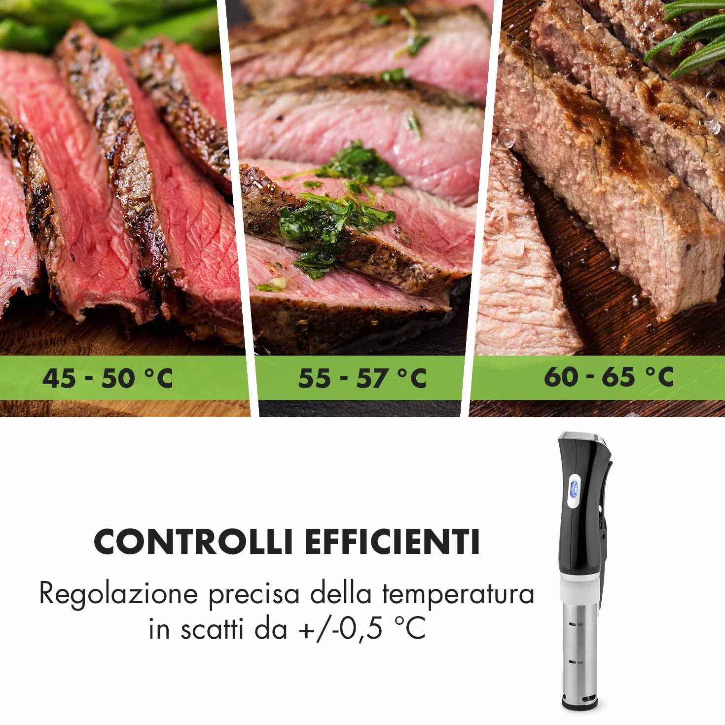KLARSTEIN Quickstick Sous Vide Cooker 3D - Circolatore per Cottura Sous Vide, 1300W, 50-95 °C, Nero
