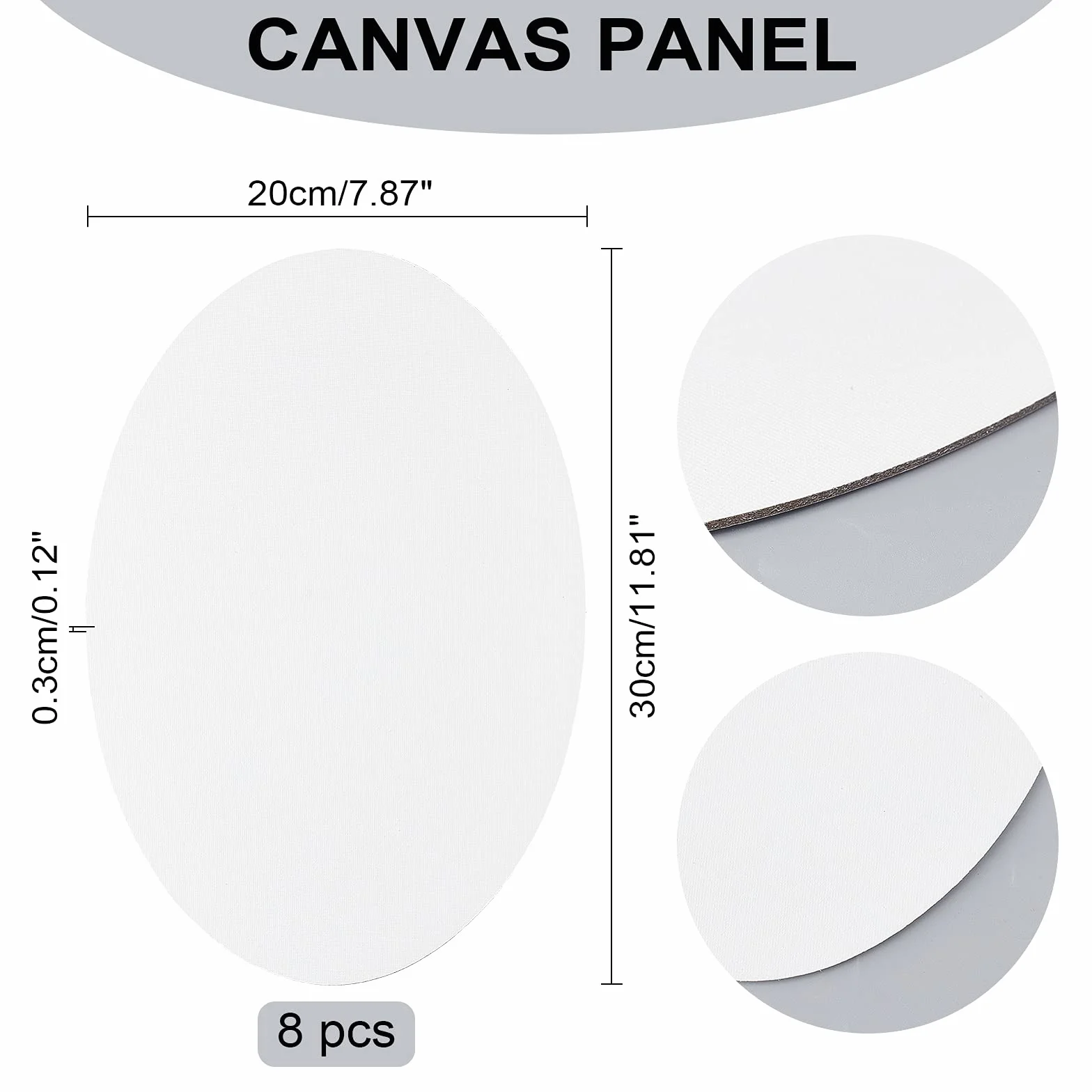 NBEADS 8pz Pannelli Ovali in Tela, 30x20x0.3cm Tavoli da Disegno in Tela Bianca per Studenti di Pittura A Olio e Acrilica Artisti Pittori Hobby e Principianti