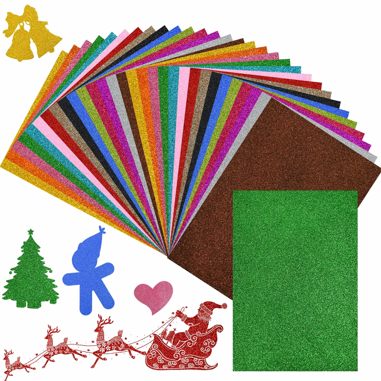 Fogli di Gomma Eva Glitterata 2 mm A4 Carta Colorata per Scrapbooking