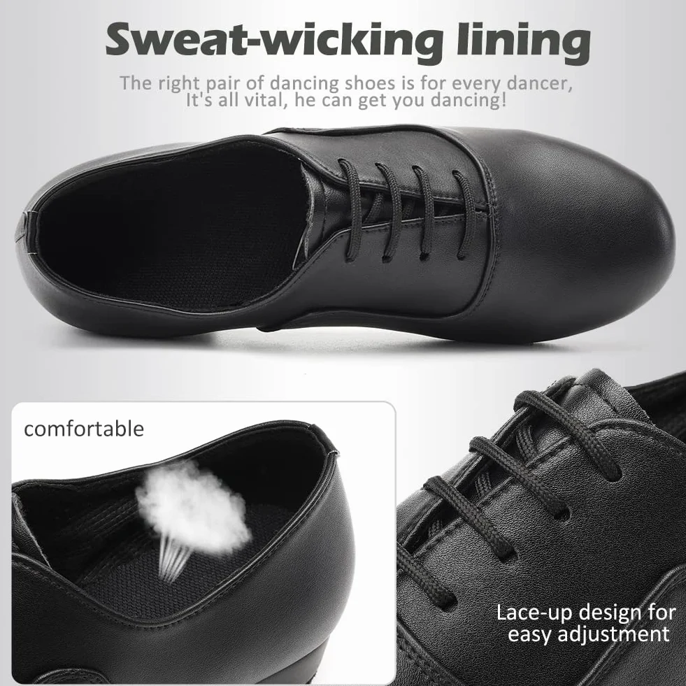 Scarpe da Ballo Latino Americano Uomo Salsa Tango Jazz Tacco Basso