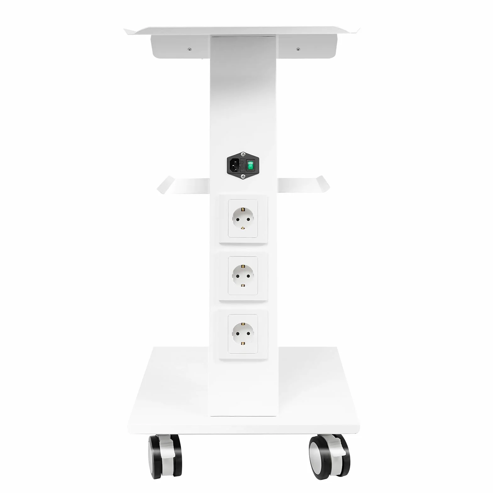 Carrello Estetista con Tre Strati, Carrelli Portaoggetti Parrucchieri con 3 Prese, Freno, per Cosmetici, 410 x 360 x 770 mm
