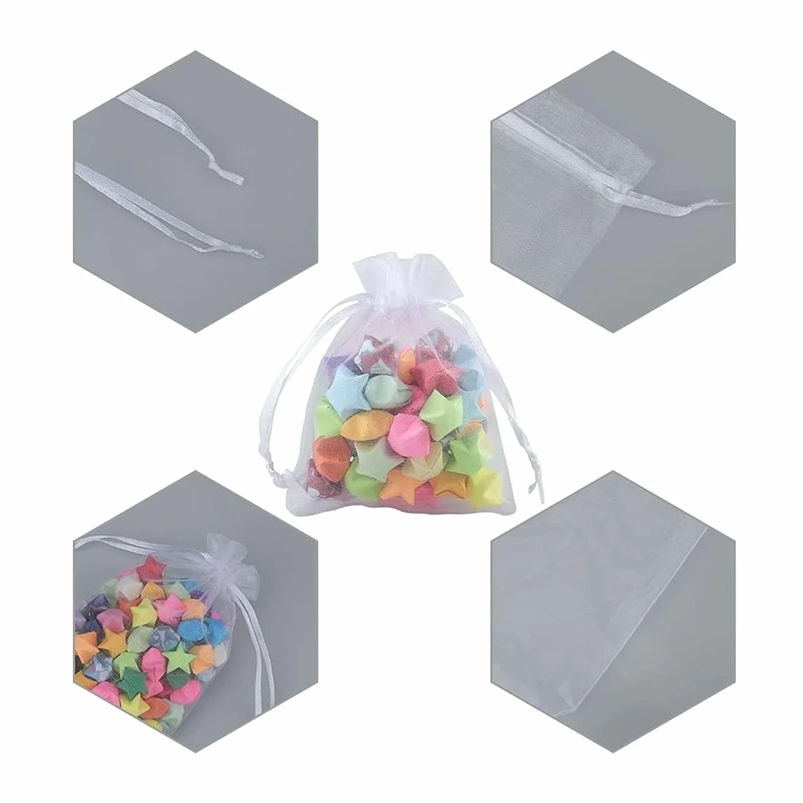 Carehabi sacchetti per confetti in organza 7 x 9 cm, bustine regalo per matrimonio, bomboniere nuziali